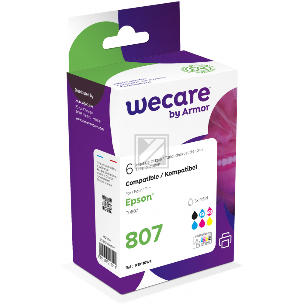 WECARE Multipack rebuilt 6-color T080740WE z.Epson StylusPhoto R2 6x9.5ml