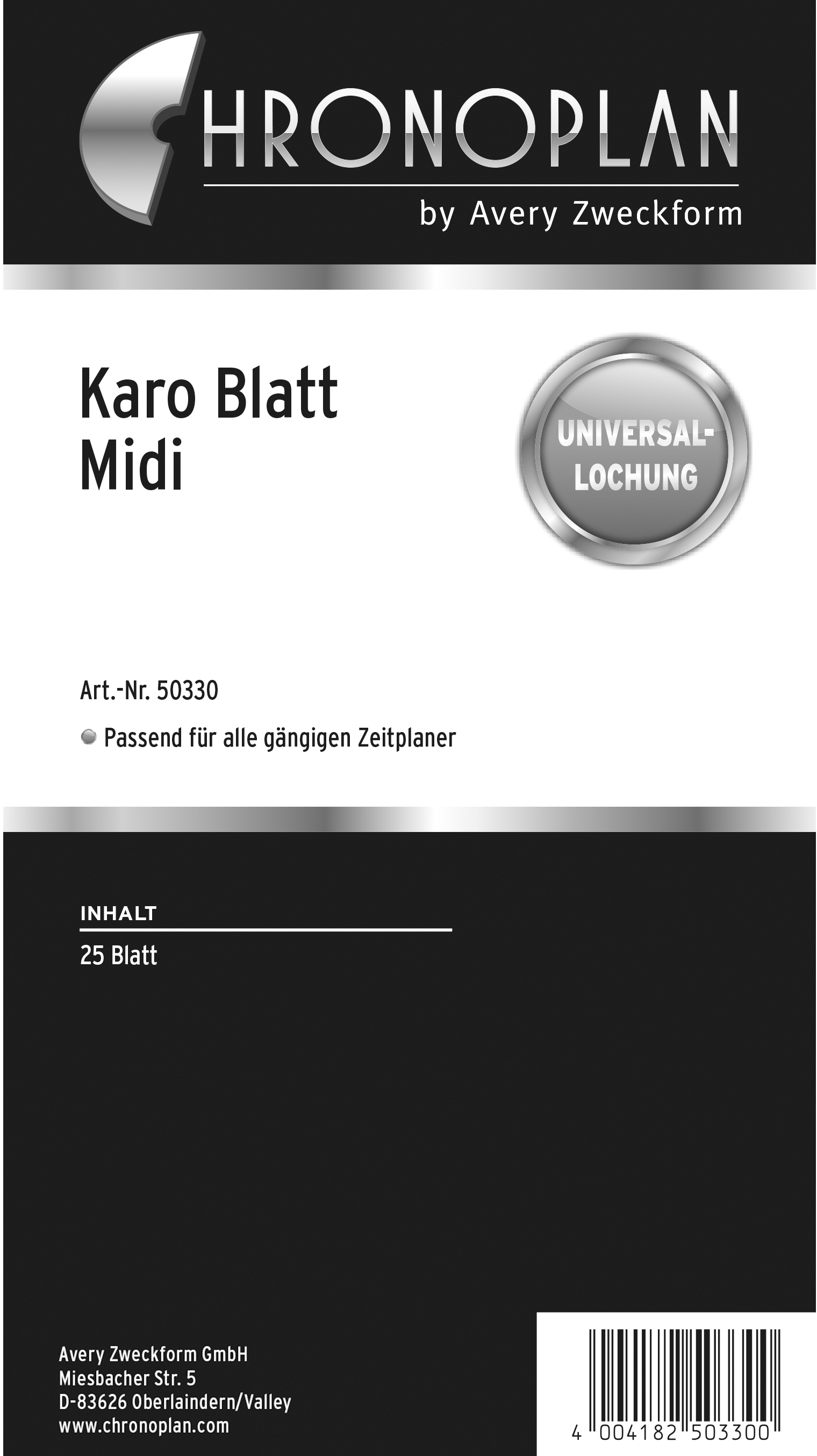 CHRONOPLAN Blatt kariert 50330Z.26 25 Blatt Midi