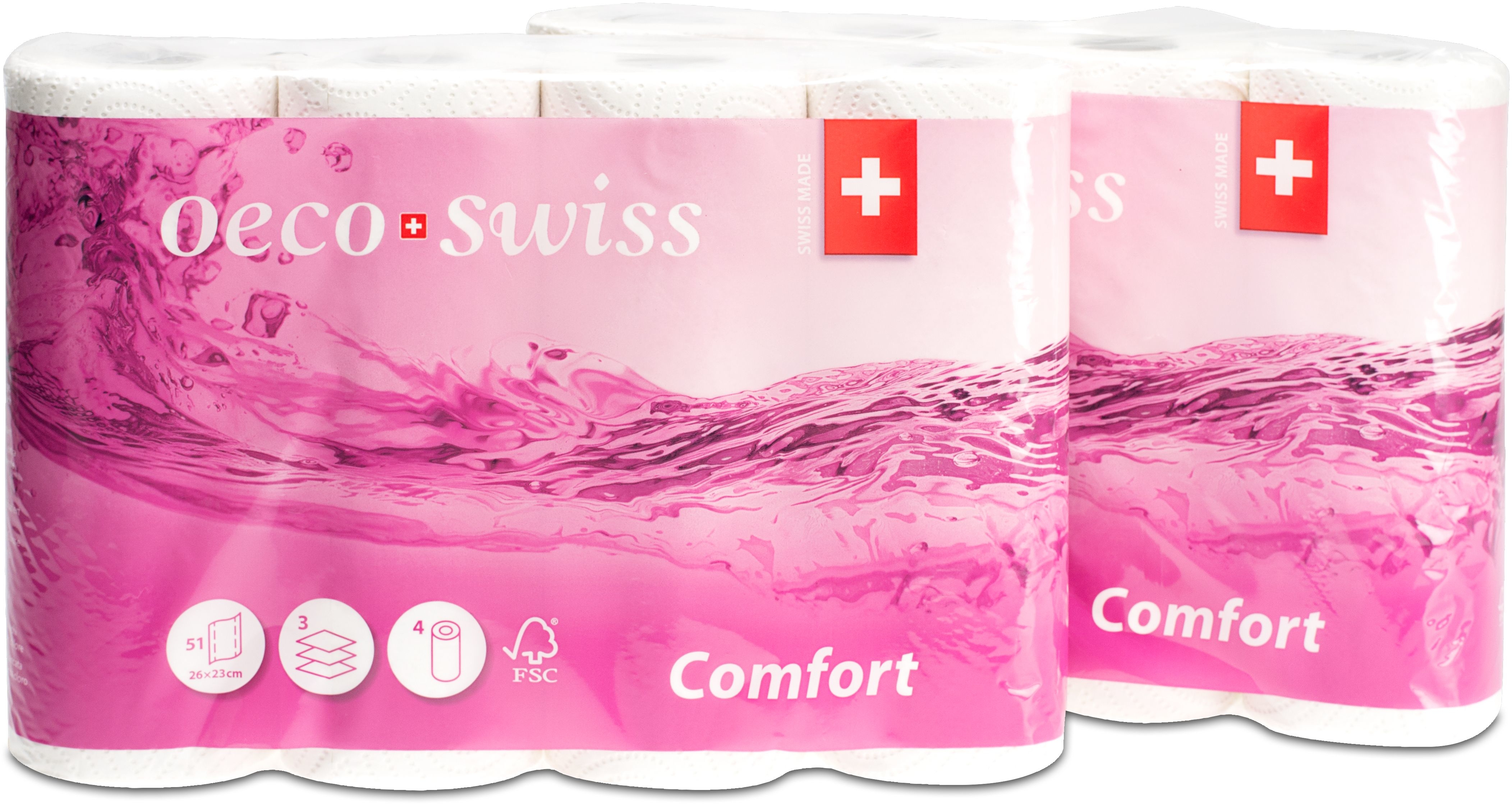 OECO SWISS Küchenpapier Comfort 3188510 3-lagig, 4 Rollen, 26x23 cm