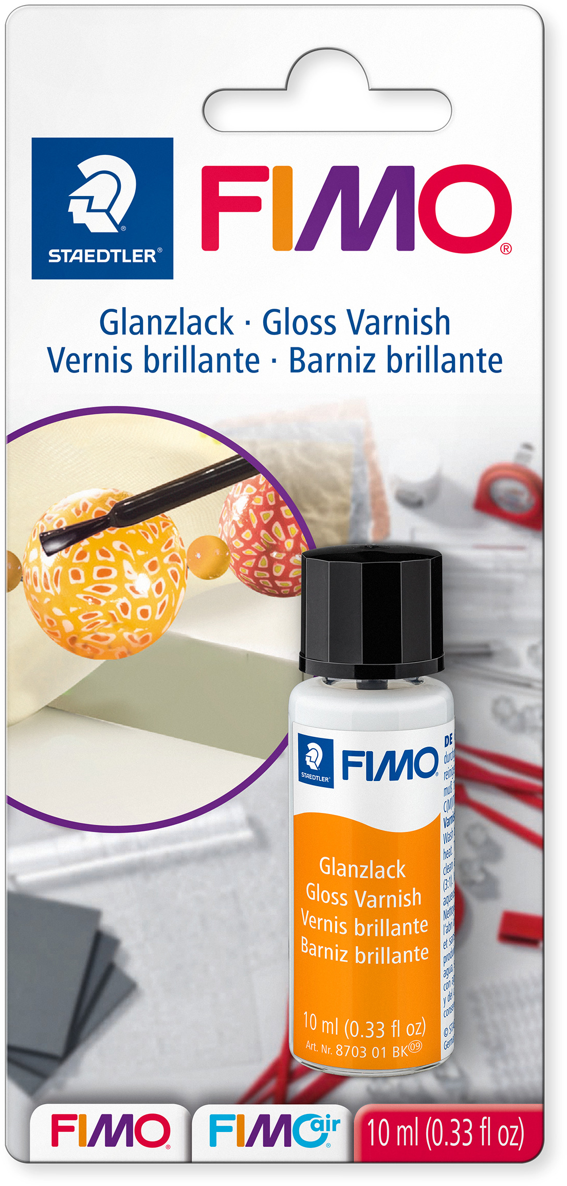FIMO Glanzlack 10ml 870301BK Pinsel und Deckel
