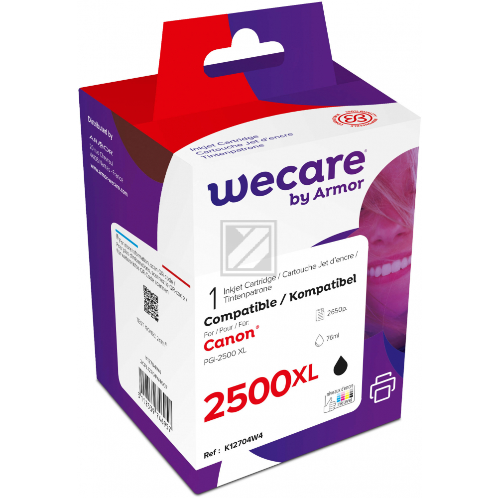 WECARE Tinte XL rebuilt schwarz PGI-2500XLBKWE z.Canon MAXIFY MB5050 76ml