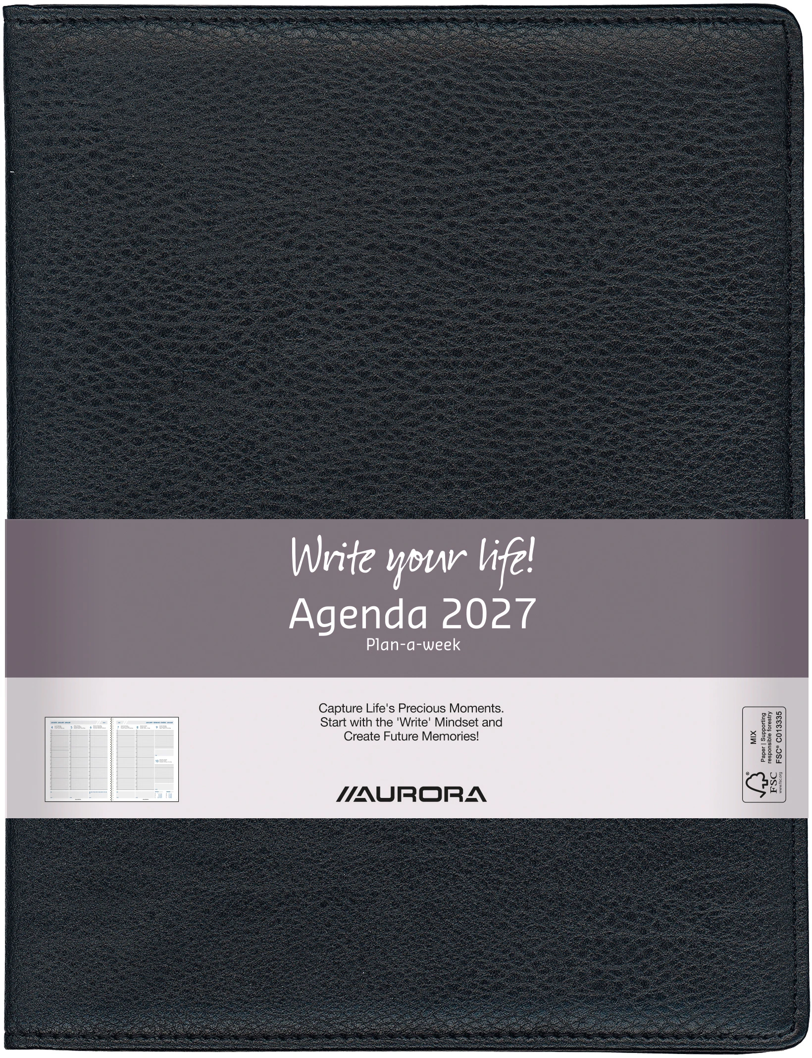AURORA Agenda Finesse PAW Perl 2027 2718P 1W/2S schwarz ML 21x27cm