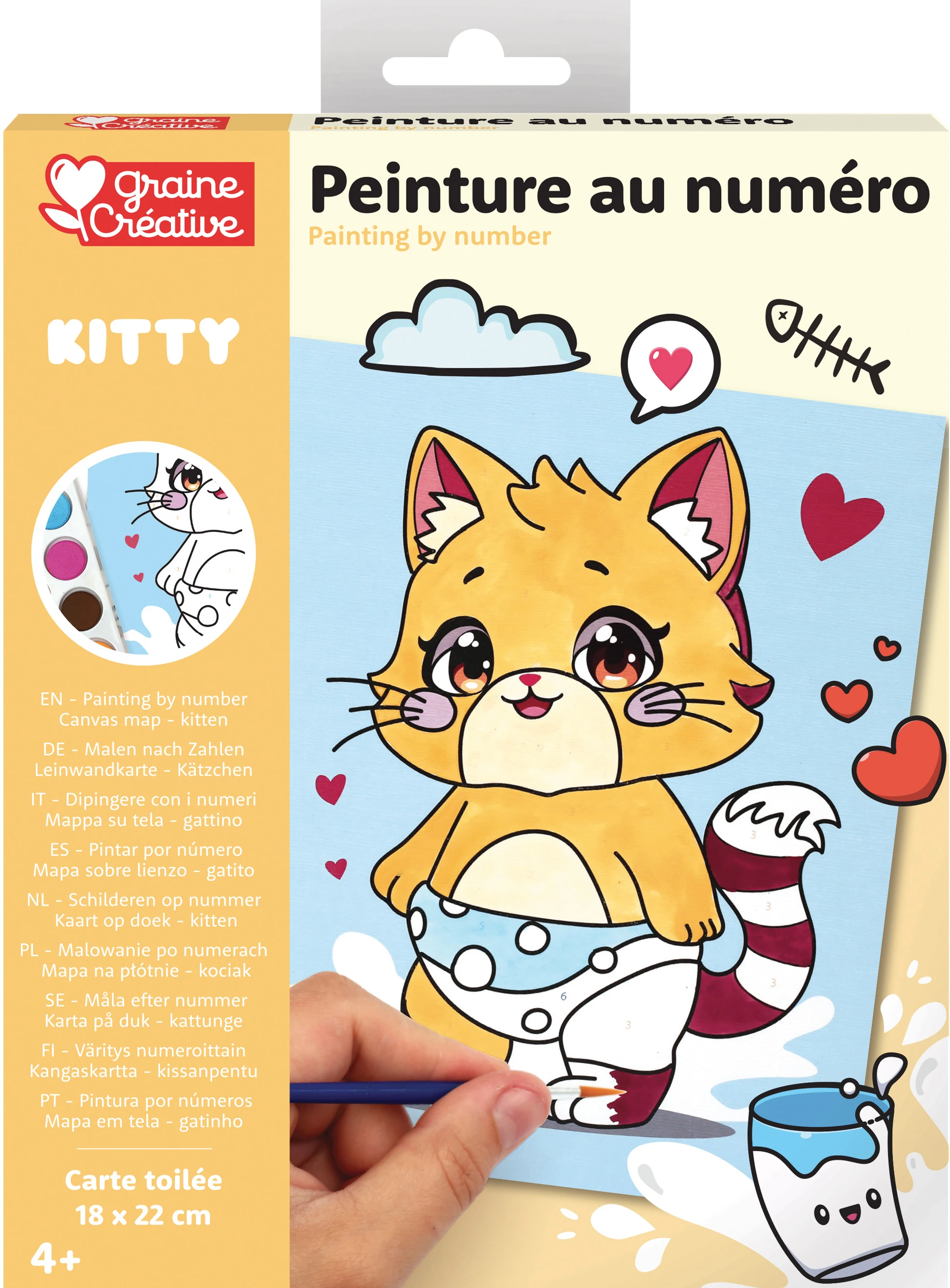 GRAINE CREATIVE Malen nach Zahlen 18x22cm GC-750261 Kätzchen