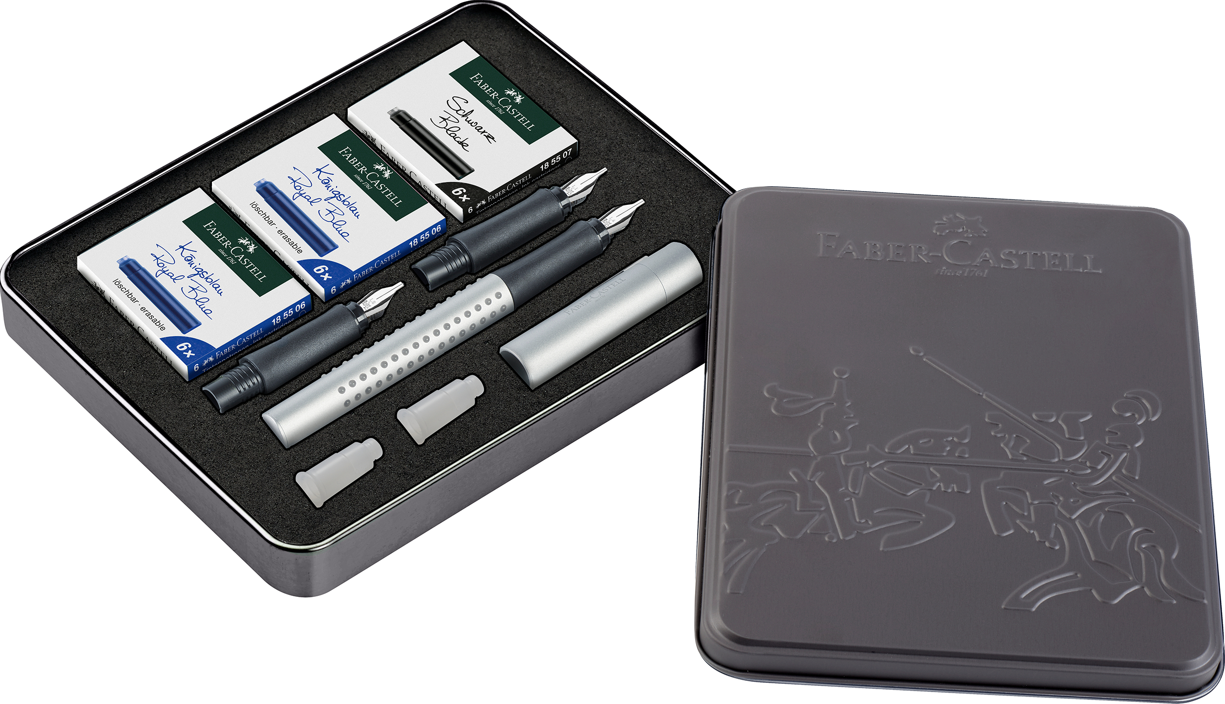 FABER-CASTELL Grip Füller Calligraphy 201629 silber, 3 Stück