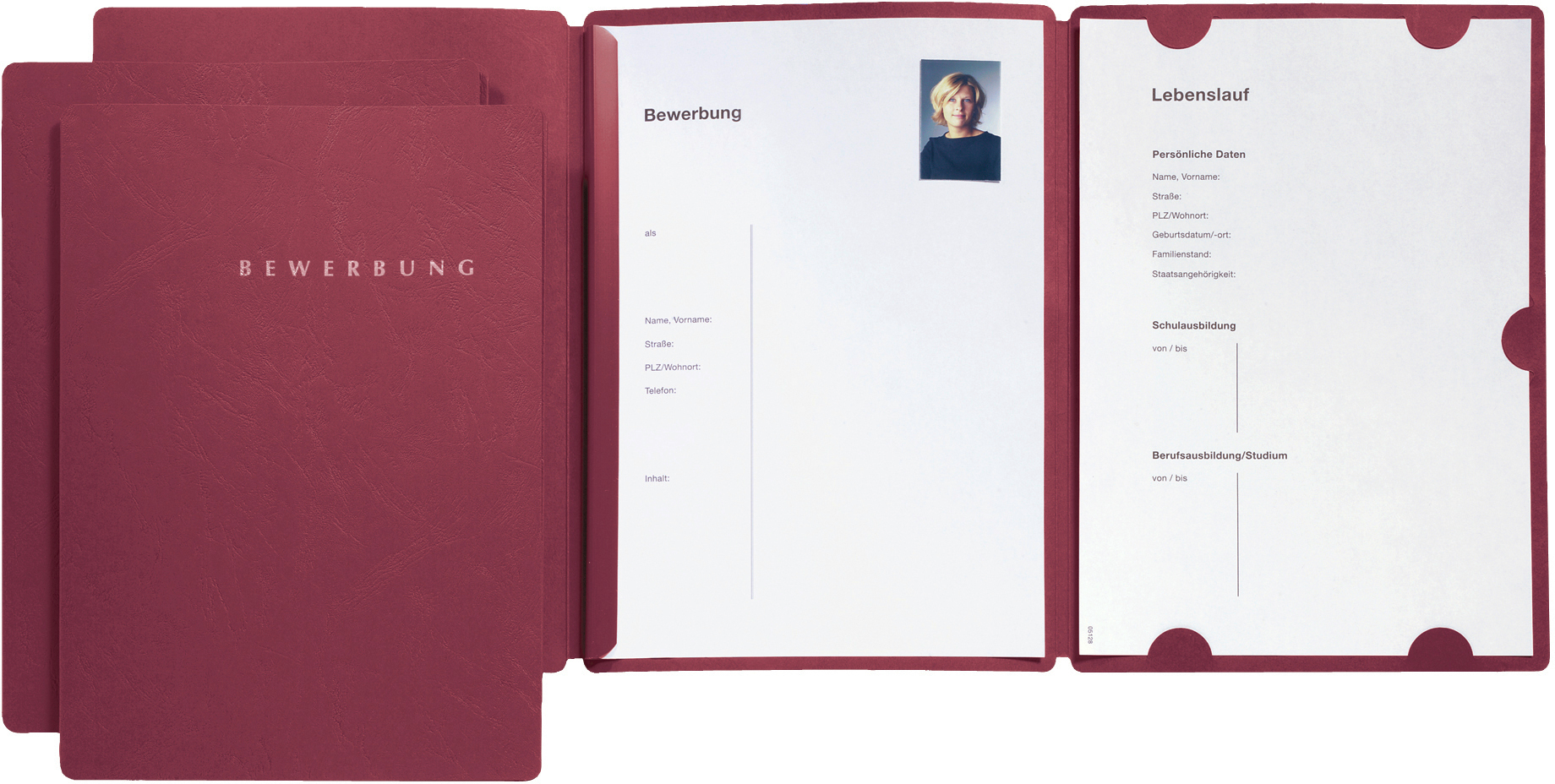 PAGNA Bewerbungsmappe Select 22016-01 rot 3-teilig 3 Stück