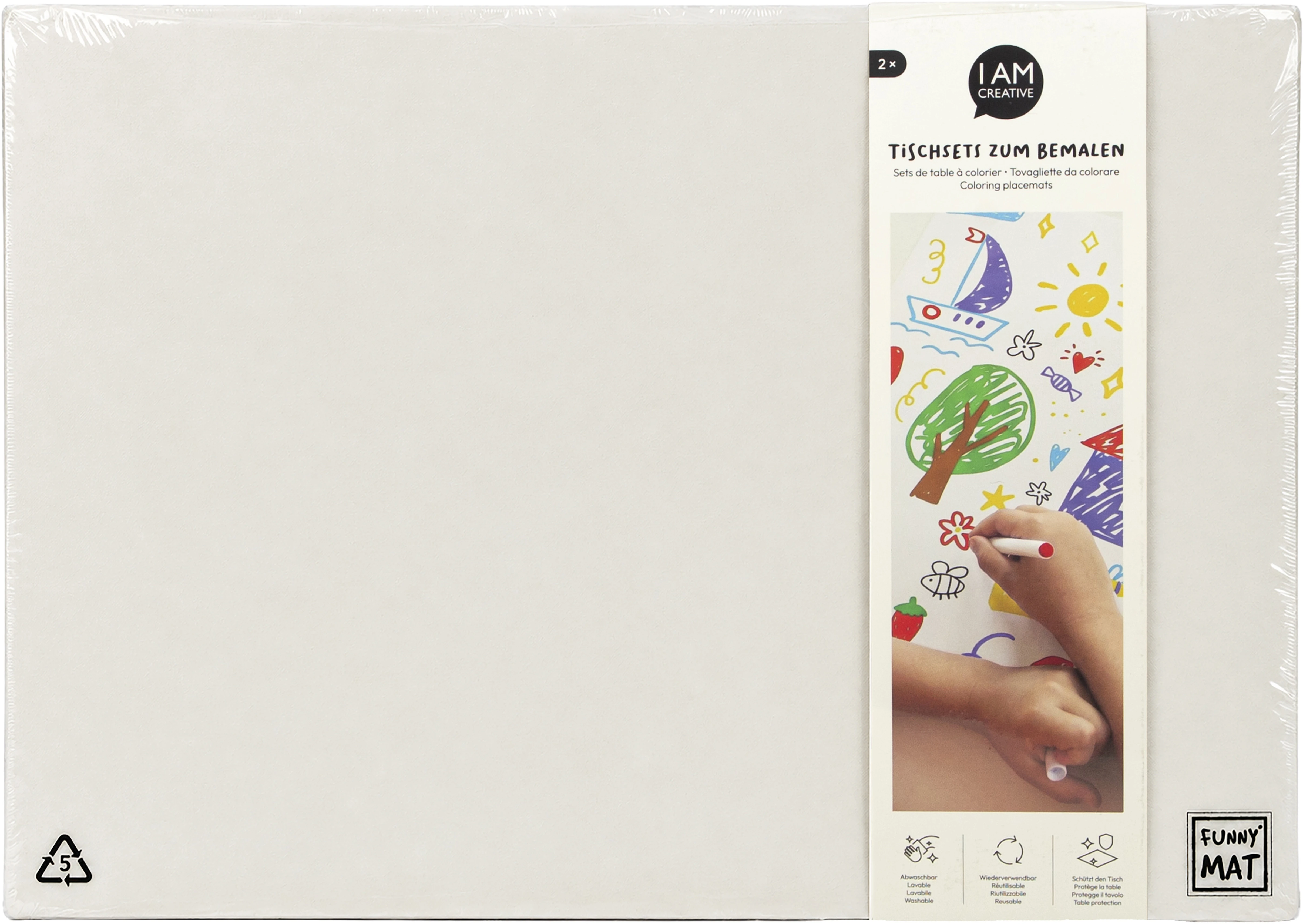 I AM CREATIVE Mal-Tischset 25x35cm 1000-2802 Blanco