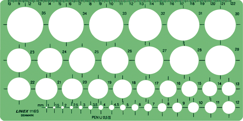 LINEX Kreisschablone 561400 1-35mm grün/transp.
