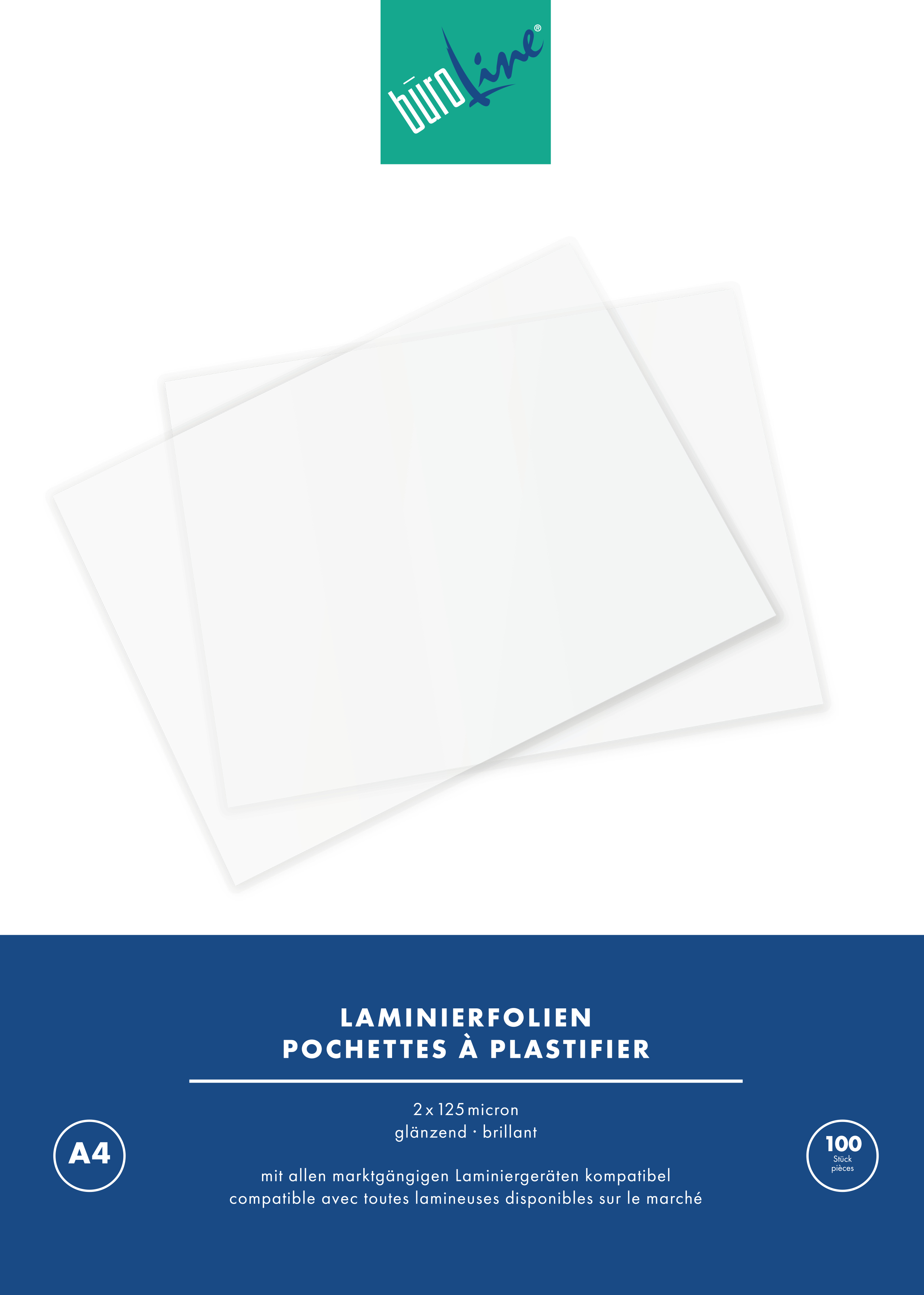 BÜROLINE Laminiertasche A4 47160000 glanz, 125my 100 Stück