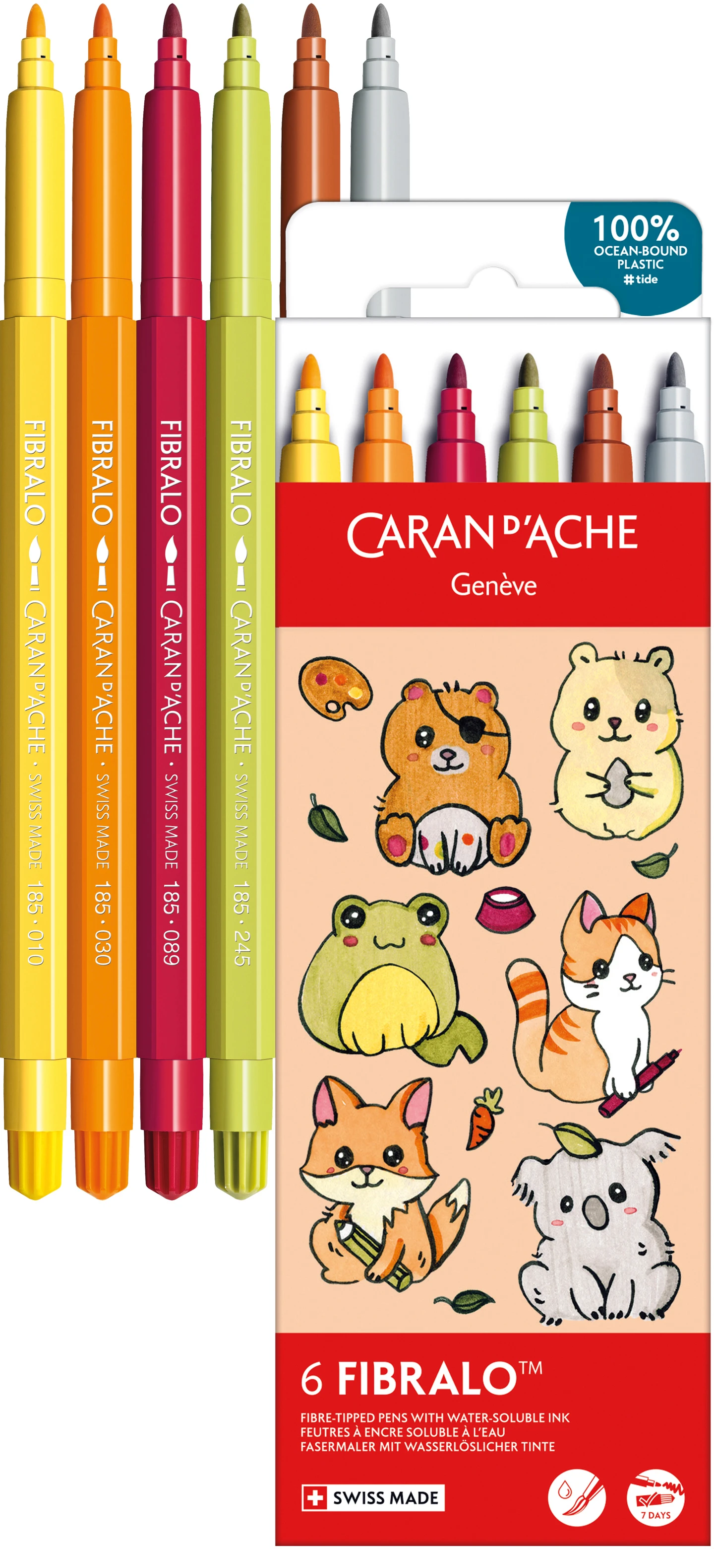 CARAN D'ACHE Fasermaler Fibralo Kawaii 185.803 Cute Animals 6 Stück