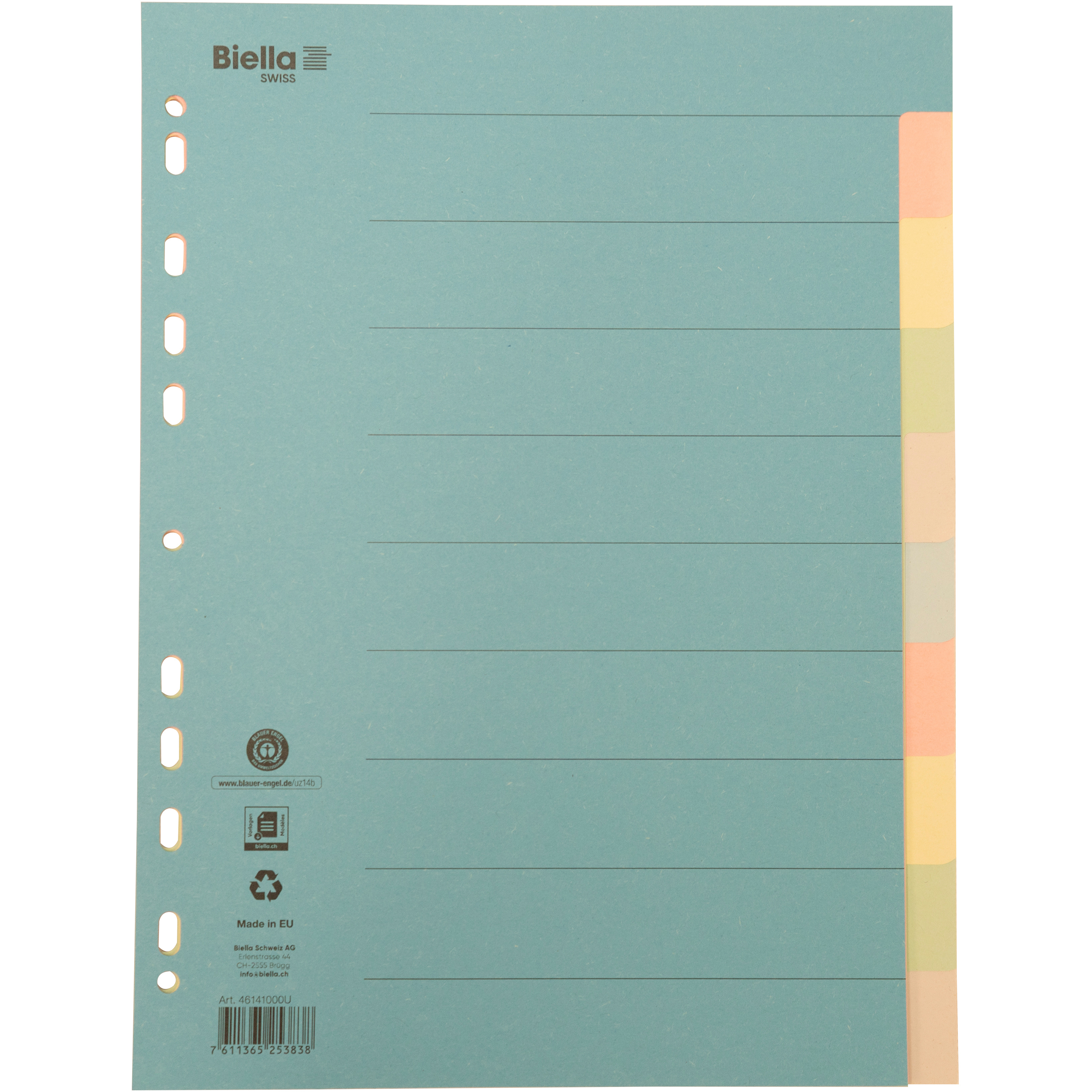 BIELLA Kartonregister A4 46141000U bunt 10-teilig