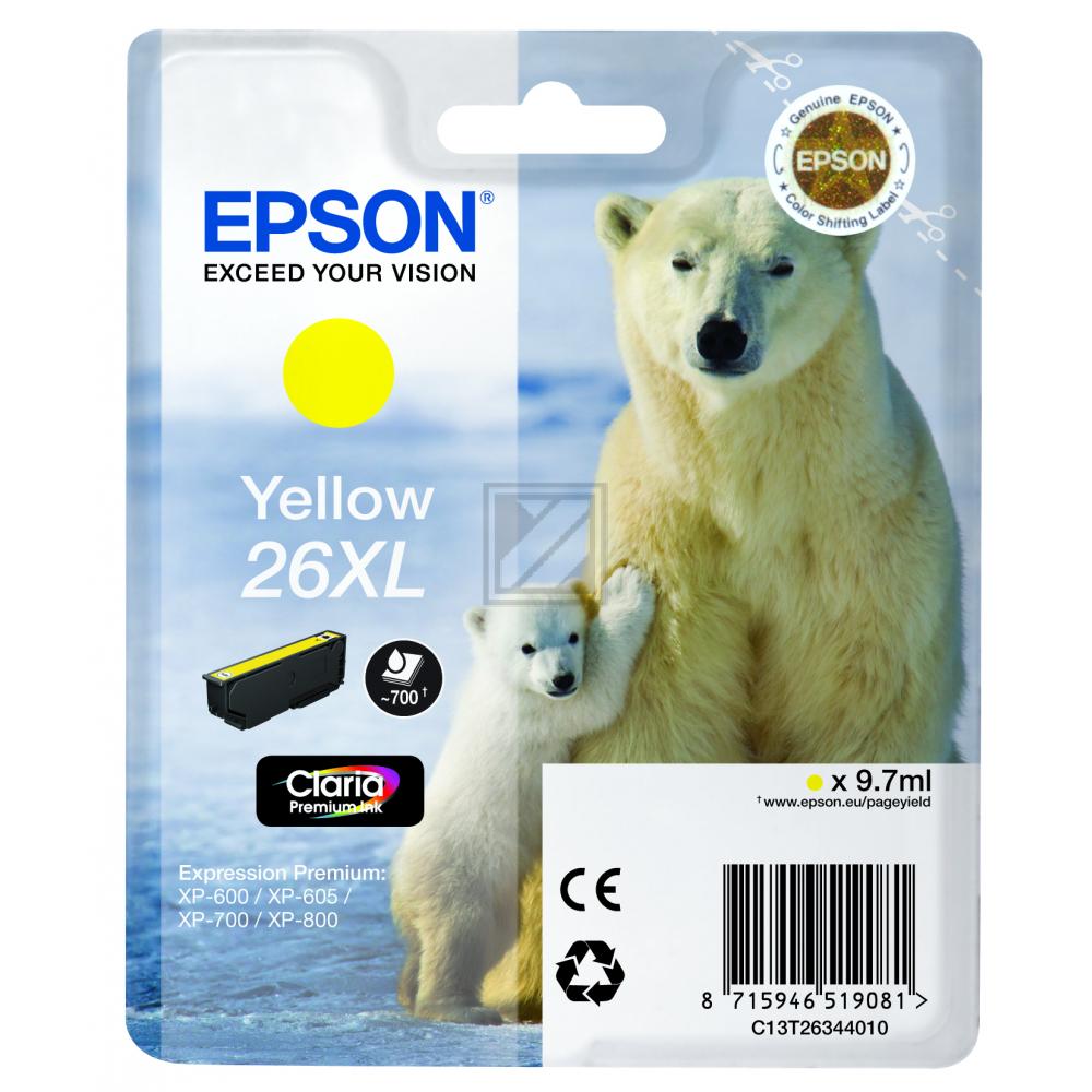 EPSON Tintenpatrone 26XL yellow T263440 XP 700/800 700 Seiten EPSON Tintenpatrone 26XL yellow T263440 XP 700/800 700 Seiten