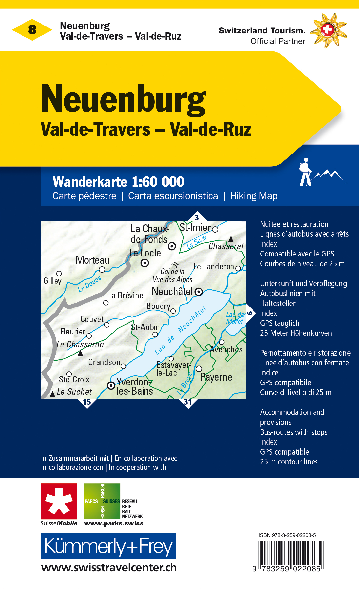 KÜMMERLY+FREY Wanderkarte 1:60'000 325902208 Neuenburg-Val de Travers/Ruz KÜMMERLY+FREY Wanderkarte 1:60'000 325902208 Neuenburg-Val de Travers/Ruz