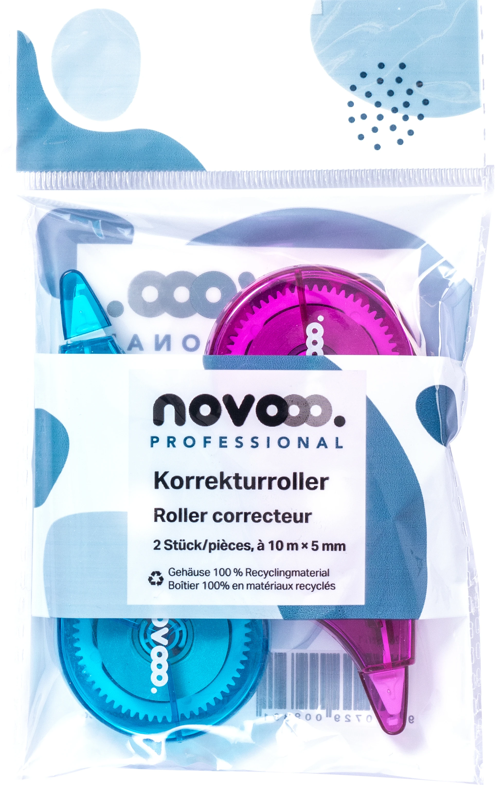 NOVOOO Korrekturroller Fancy 5mmx10m 319968 türkis, magenta 2 Stück