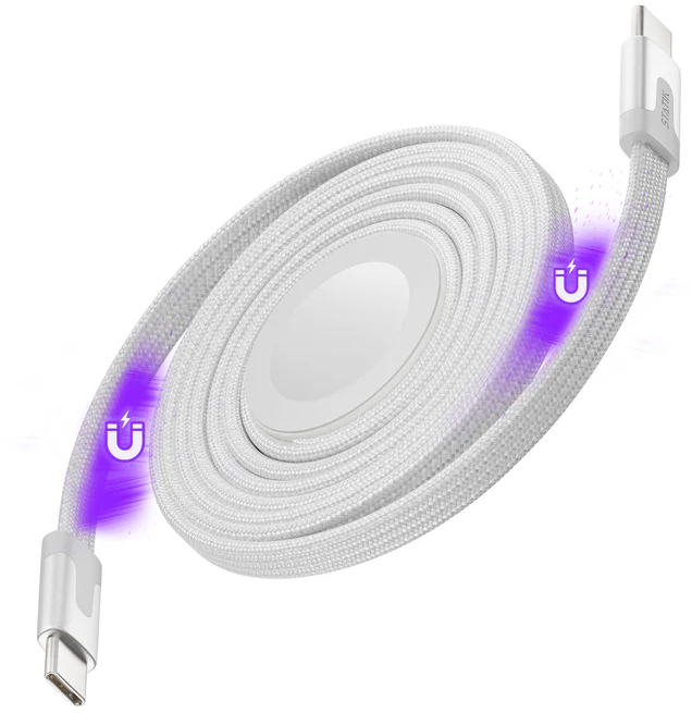 STATIK MagStack Duo Charger PUP-0497-3FT-CC-WHT Apple Watch+USB-C Cable