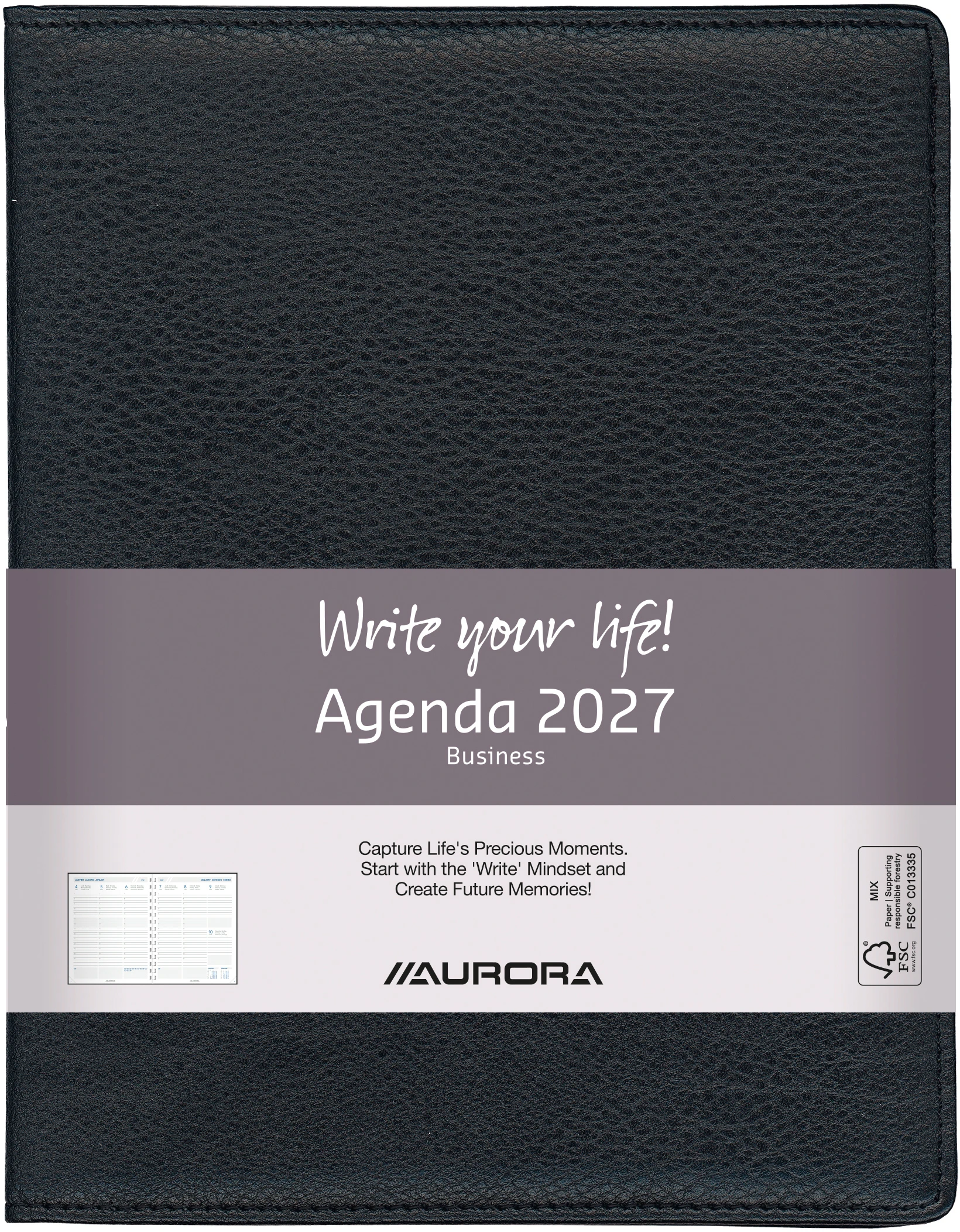 AURORA Agenda Finesse Business 2027 2918P 1W/2S schwarz ML 17.5x22.5cm