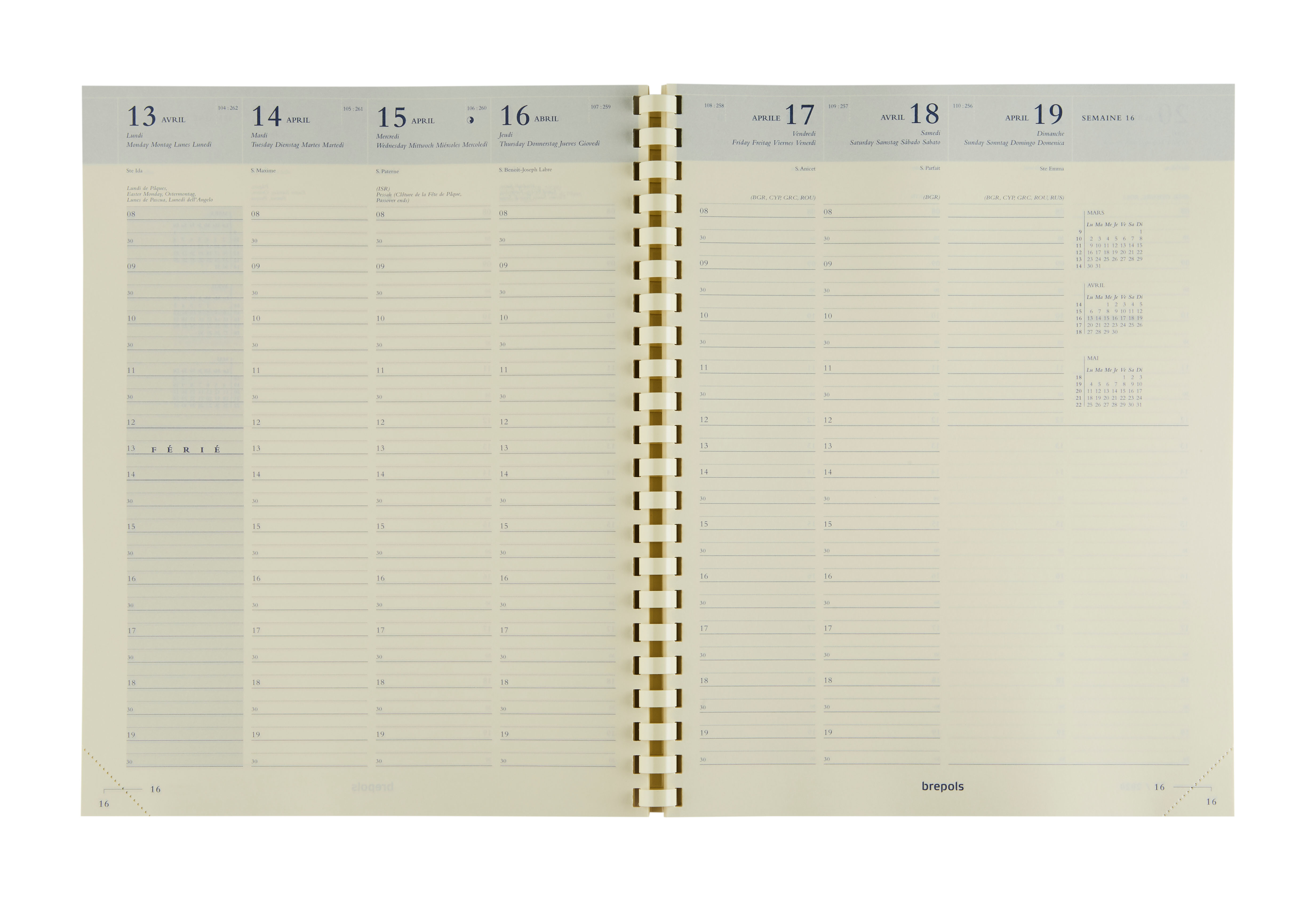 BREPOLS Agenda Omega 27 2026 0.234.9900 1W/2S Ersatz weiss 21x27cm