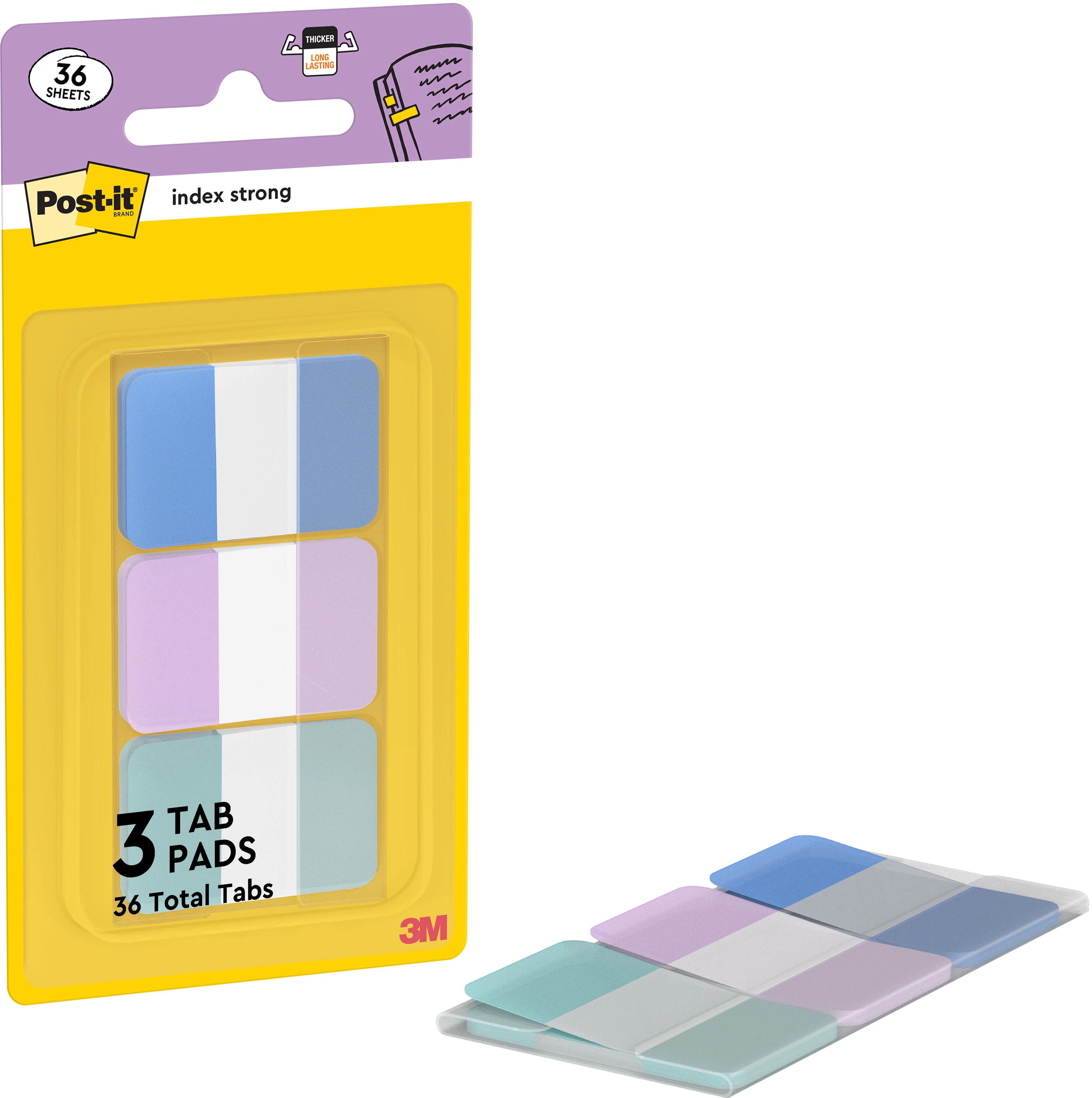 POST-IT Haftstreifen Index 25.4x38.1mm 686-3COAST Strong, pastell 3x12 Blatt