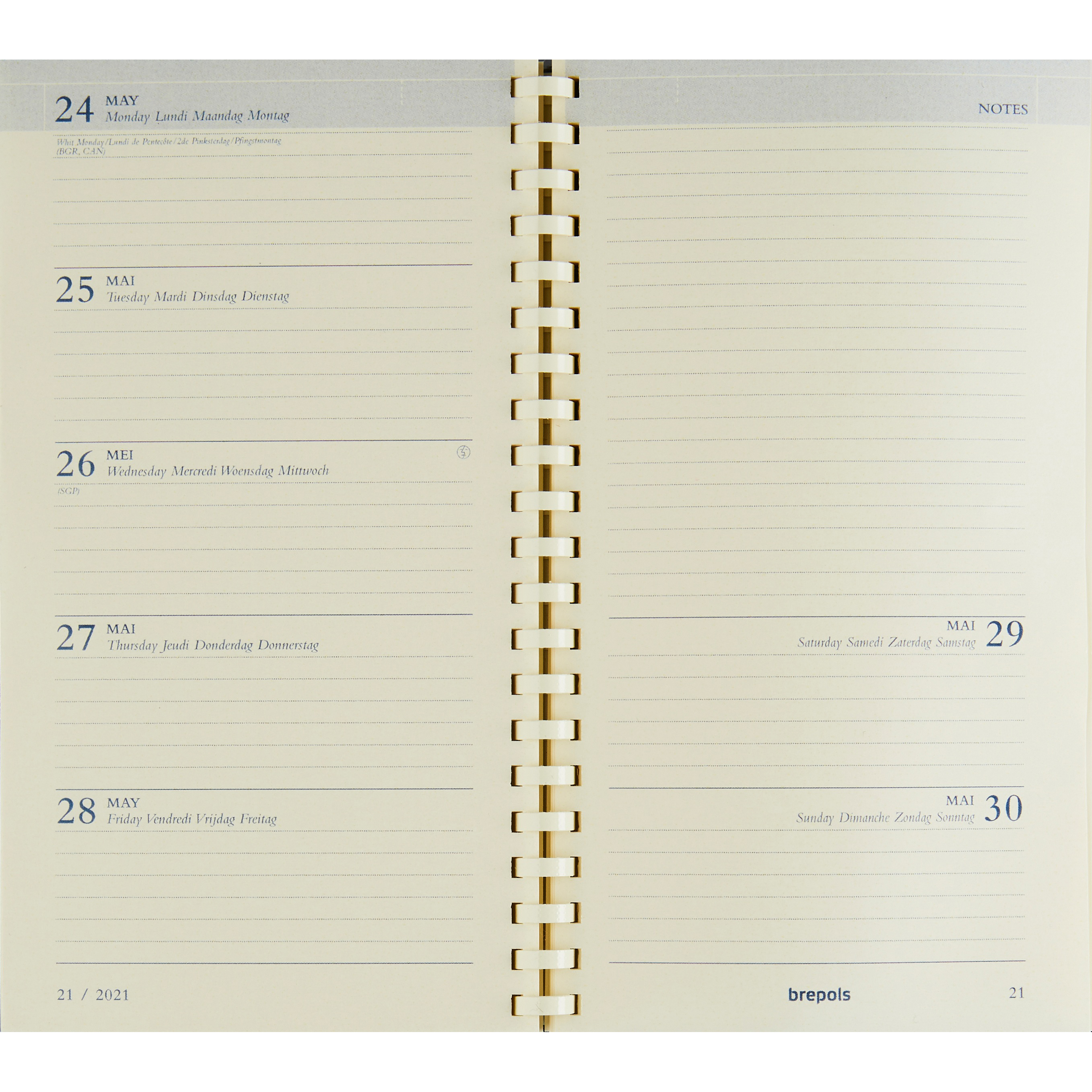 BREPOLS Agenda Notaplan 2026 0.716.9900 1W/1S Ersatz chamois 9x16cm
