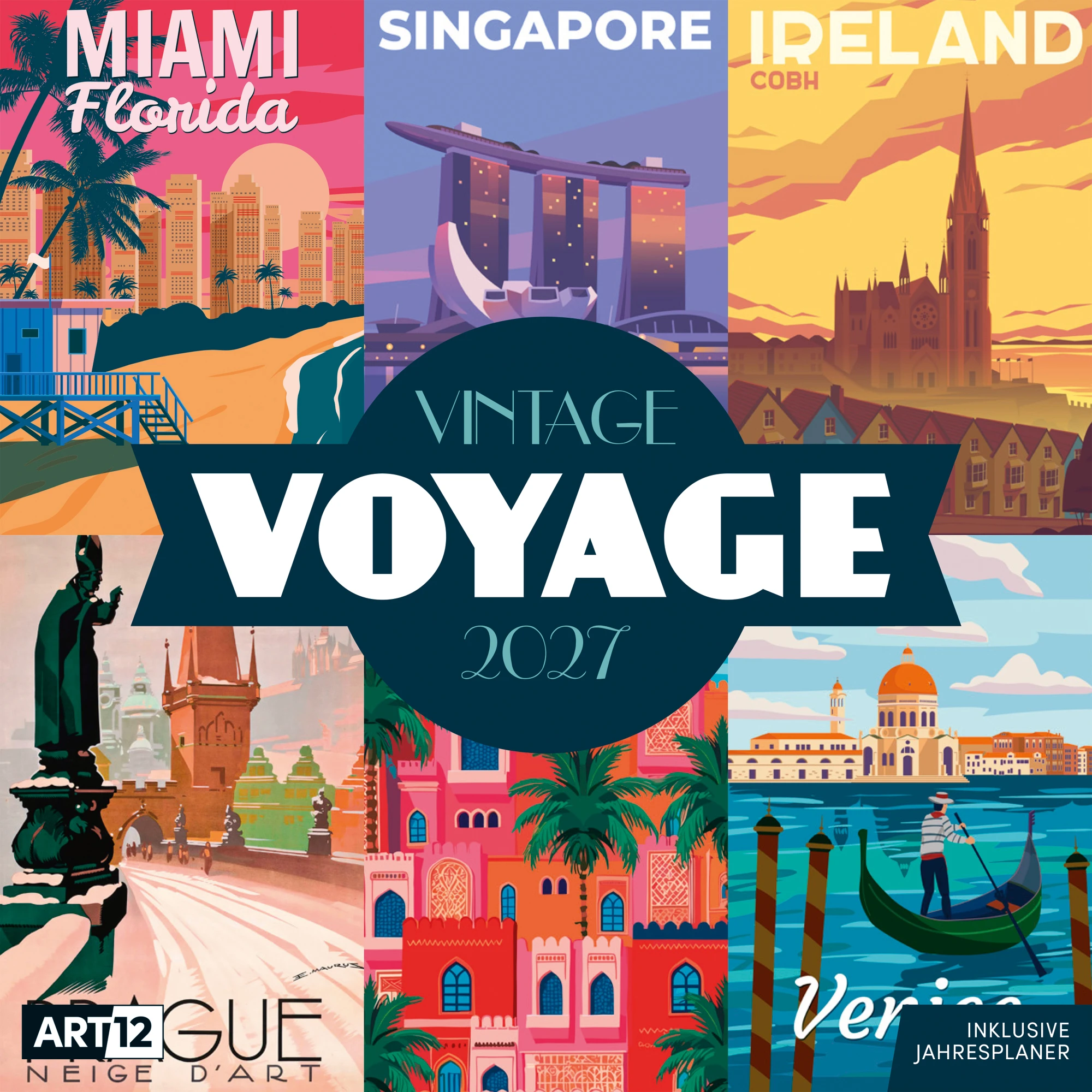 ACKERMANN Bildkalender 2027 4703 Vintage Voyage ML 30x30cm