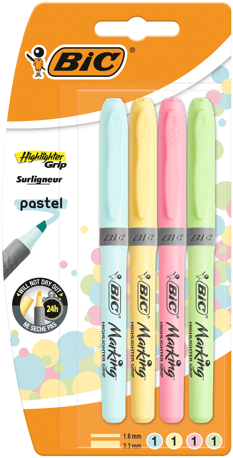 BIC Textmarker Pastel 1.6-3.3mm 964859 4 Farben