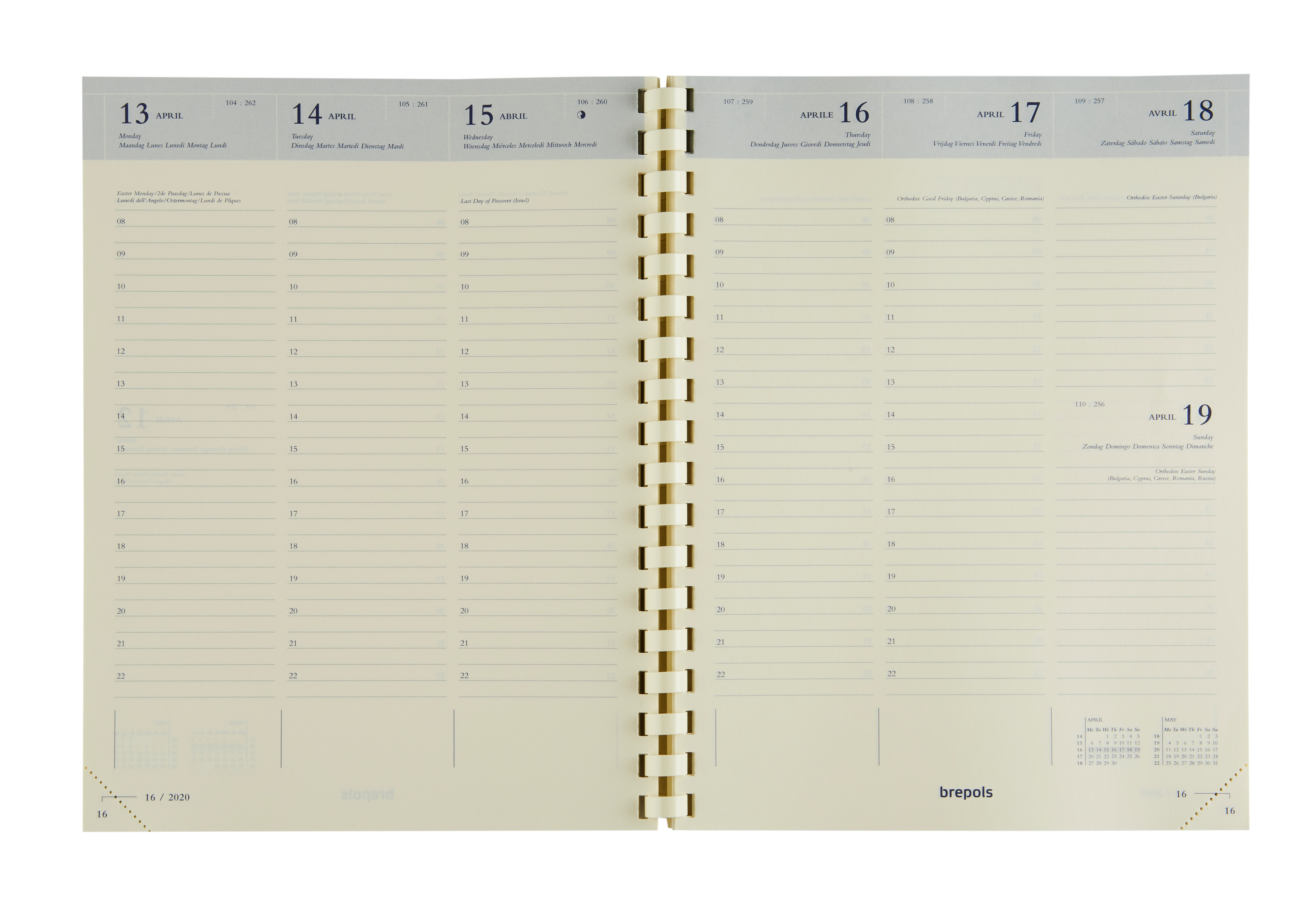 BREPOLS Agenda Timing 2026 0.136.9900 1W/2S Ersatz chamois 17x22cm