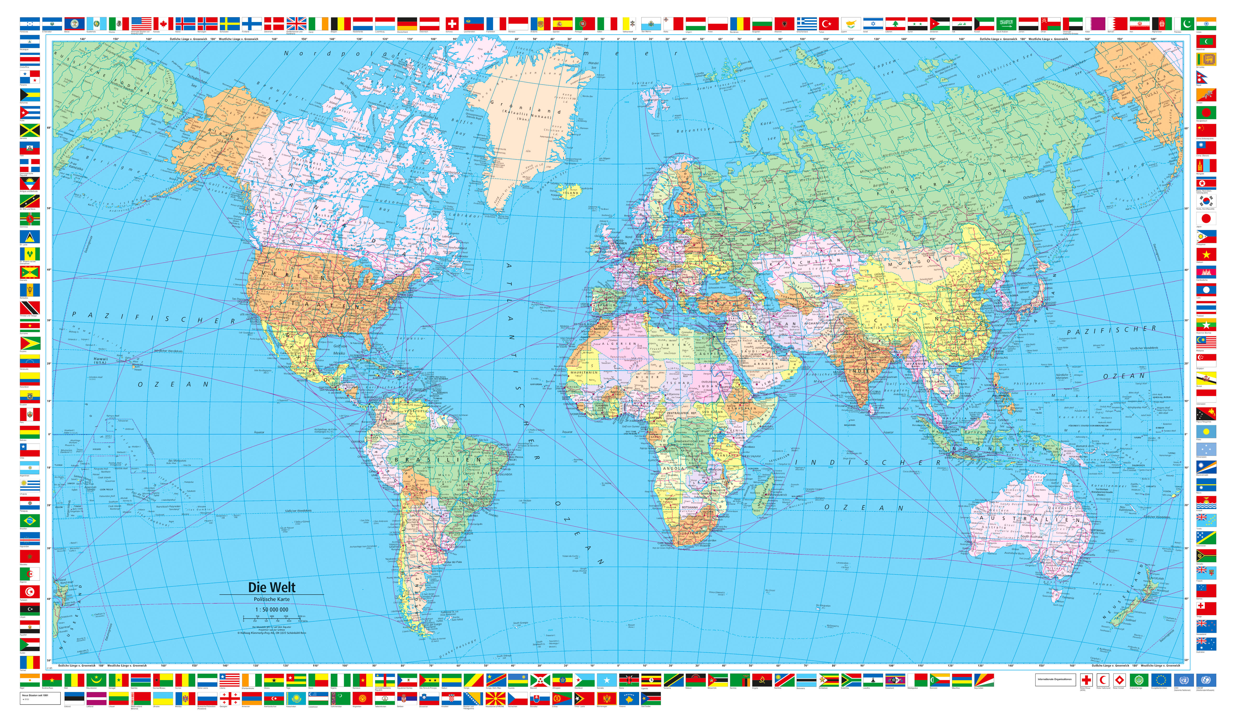 KÜMMERLY+FREY Plano-Weltkarte 87,5x51cm 325994033 politisch 1:50 Mio. KÜMMERLY+FREY Plano-Weltkarte 87,5x51cm 325994033 politisch 1:50 Mio.