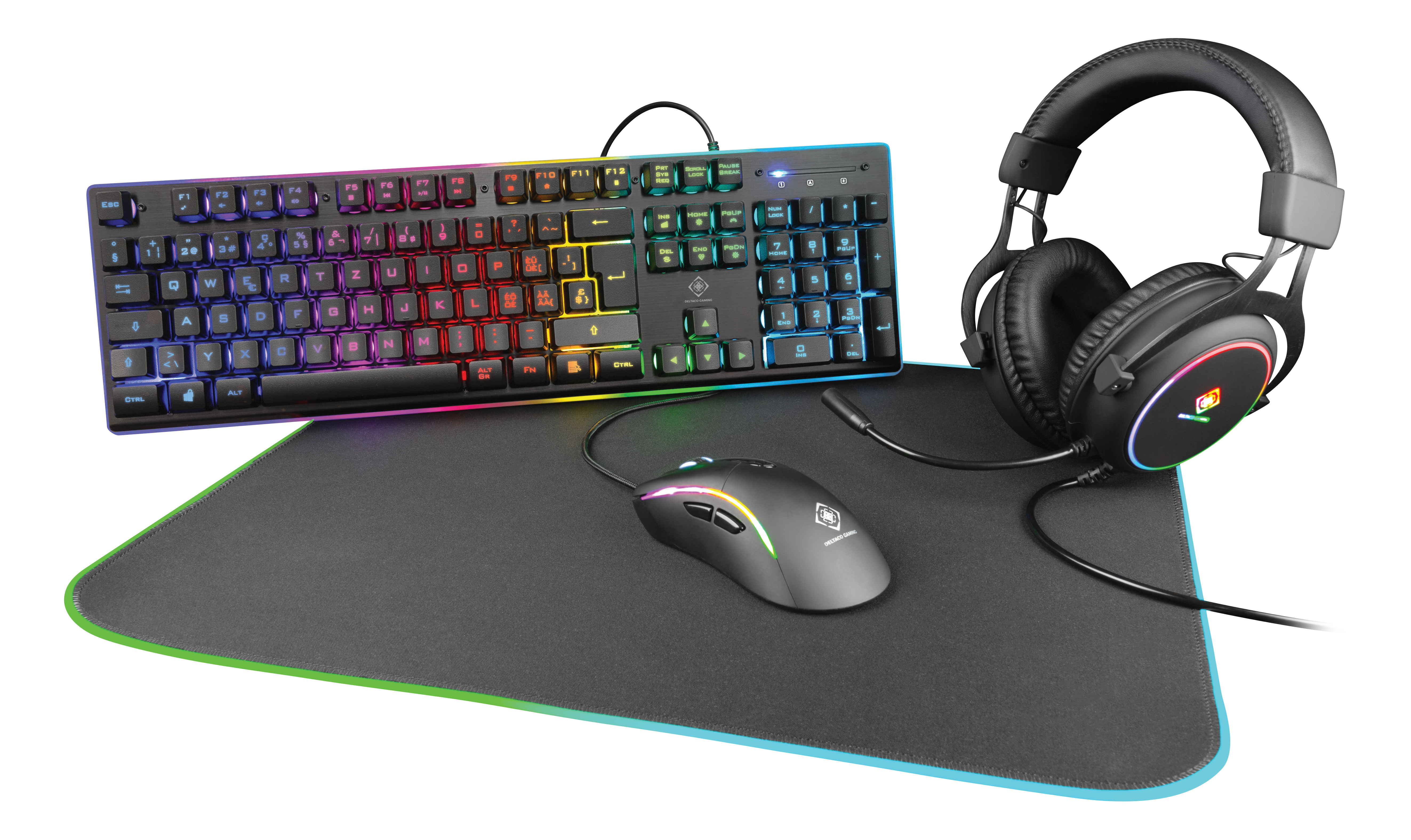 DELTACO 4-in-1 gaming Gear Kit RGB GAM-084-CH black