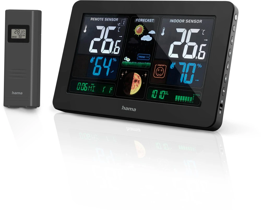 HAMA Wetterstation Premium 186380 schwarz, mit Sensor