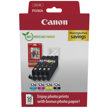 CANON Photo Value Pack CMYBK CLI-526PVP iP 4850 4x9ml,50 Bl. 10x15cm CANON Photo Value Pack CMYBK CLI-526PVP iP 4850 4x9ml,50 Bl. 10x15cm