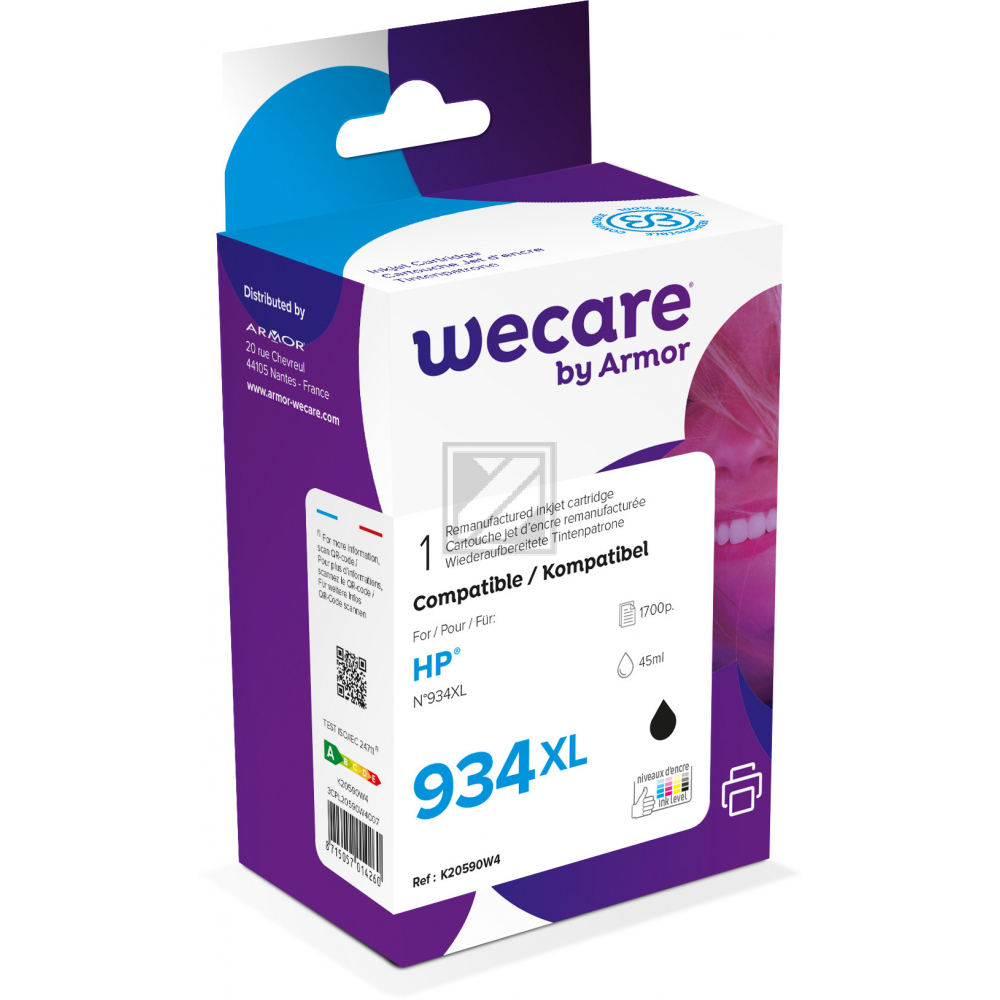 WECARE Tinte 934XL rebuilt schwarz C2P23AEWE zu HP OJ Pro 6230 45ml WECARE Tinte 934XL rebuilt schwarz C2P23AEWE zu HP OJ Pro 6230 45ml