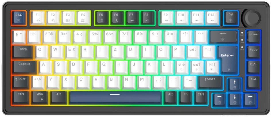 DELTACO Mech. Keyboard Gasket DK480 GAM-205-CH PBT keycaps,Hot-swap,Bl. CH