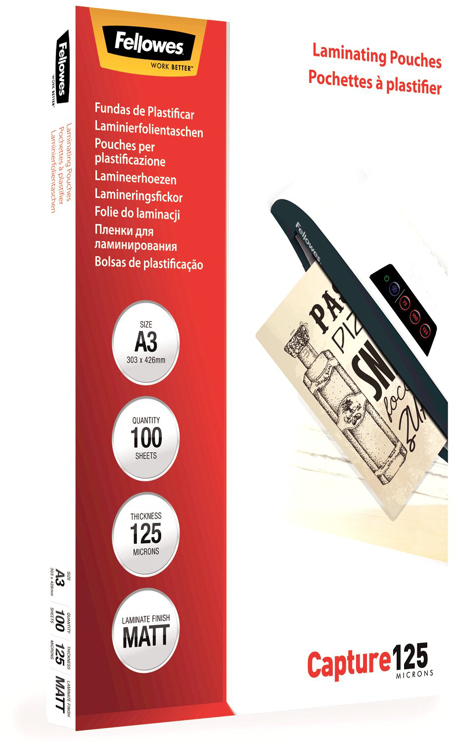 FELLOWES Laminierfolien Capture125g A3 5328601 matt 100 Stück