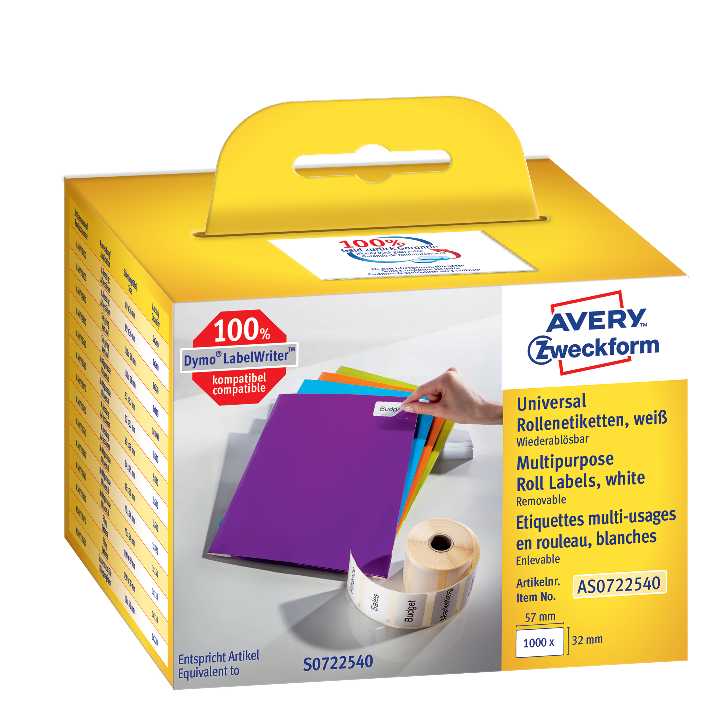 AVERY ZWECKFORM Universal-Etiketten 57x32mm AS0722540 weiss, Rolle 1000 Stück AVERY ZWECKFORM Universal-Etiketten 57x32mm AS0722540 weiss, Rolle 1000 Stück