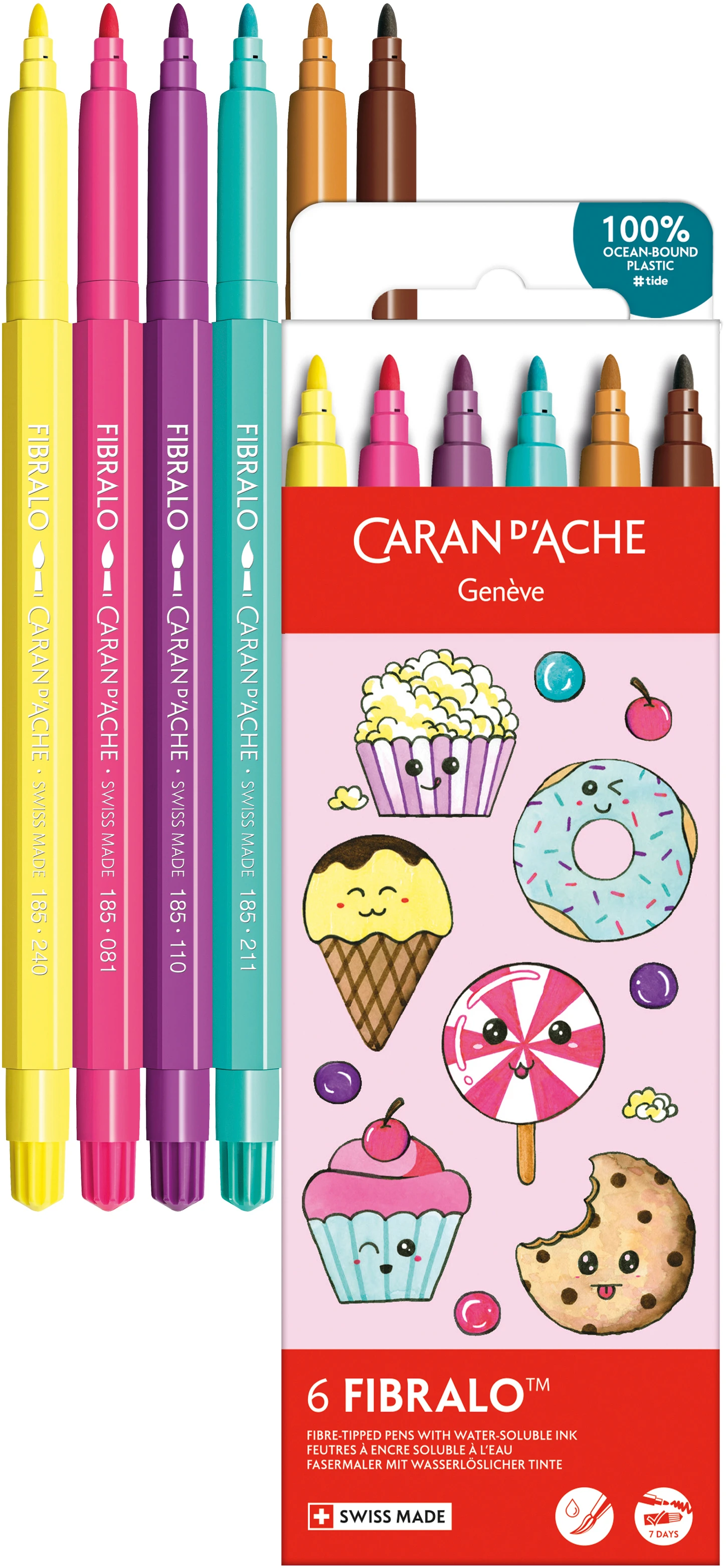 CARAN D'ACHE Fasermaler Fibralo Kawaii 185.802 Candy World 6 Stück