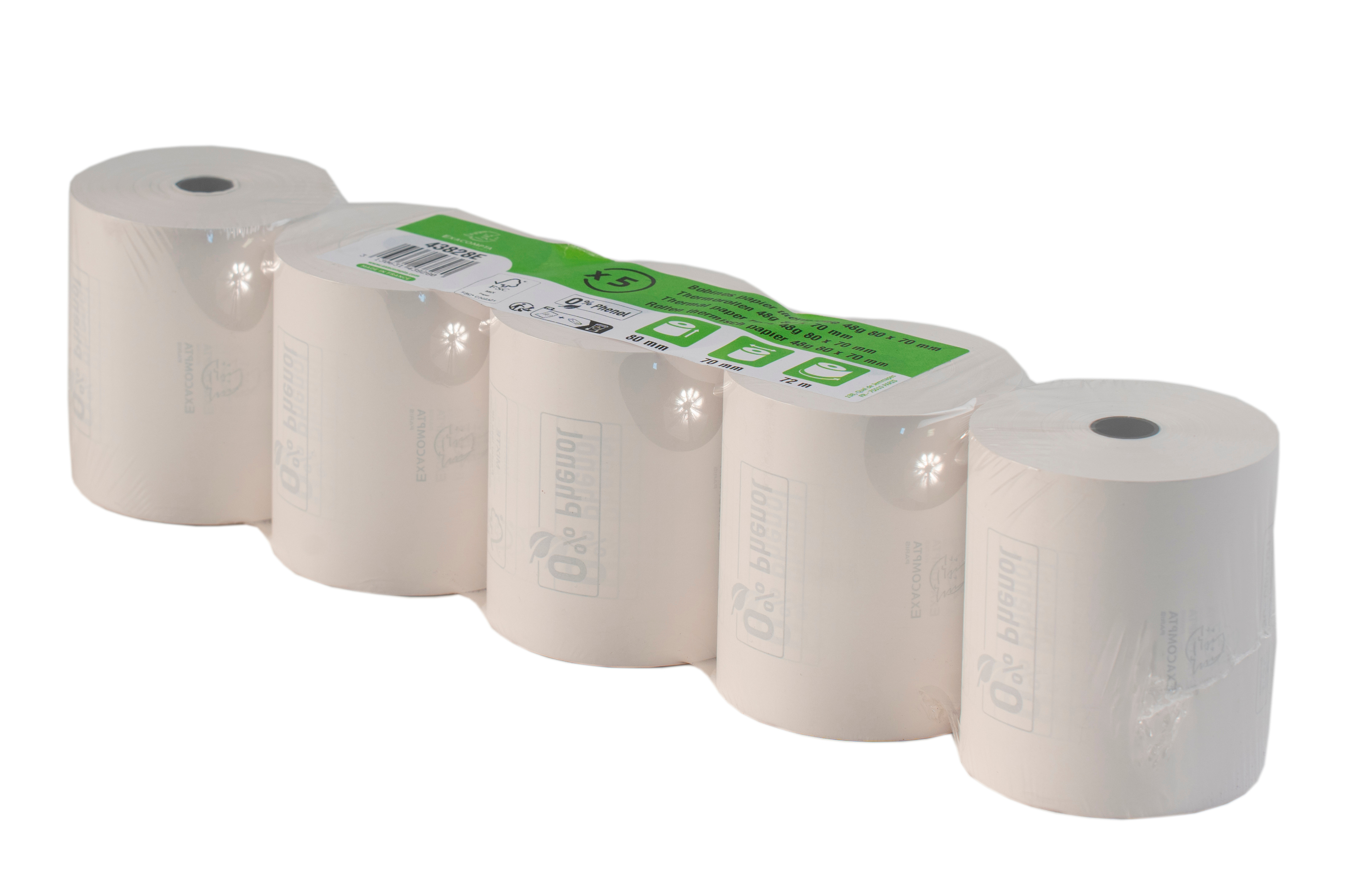 EXACOMPTA Rolle Thermo Papier 5 Stk. 43828E 80x70mmx72m für Kasse