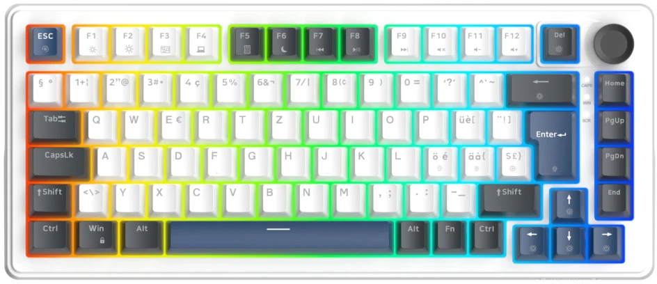 DELTACO Mech. Keyboard Gasket DK480 GAM-205-W-CH PBT keycaps,Hot-swap,WH. CH