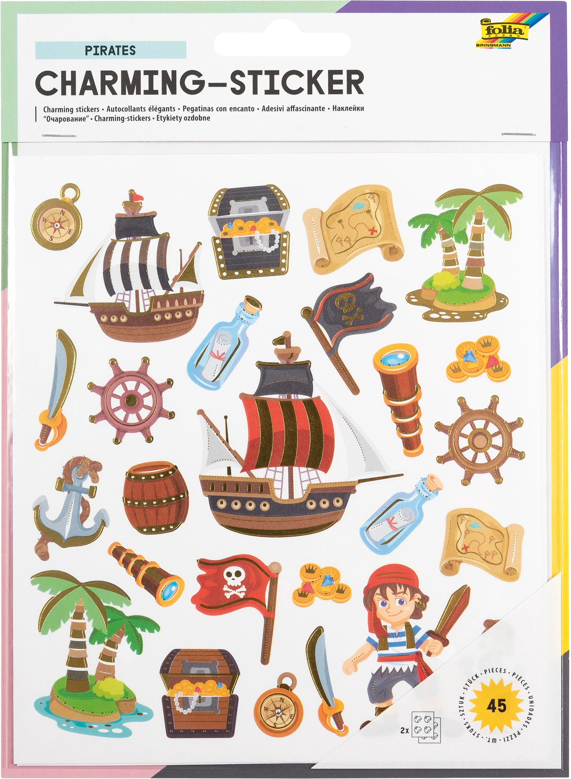 FOLIA Charming-Sticker 18202 Pirates 2 Blatt/45 Stück
