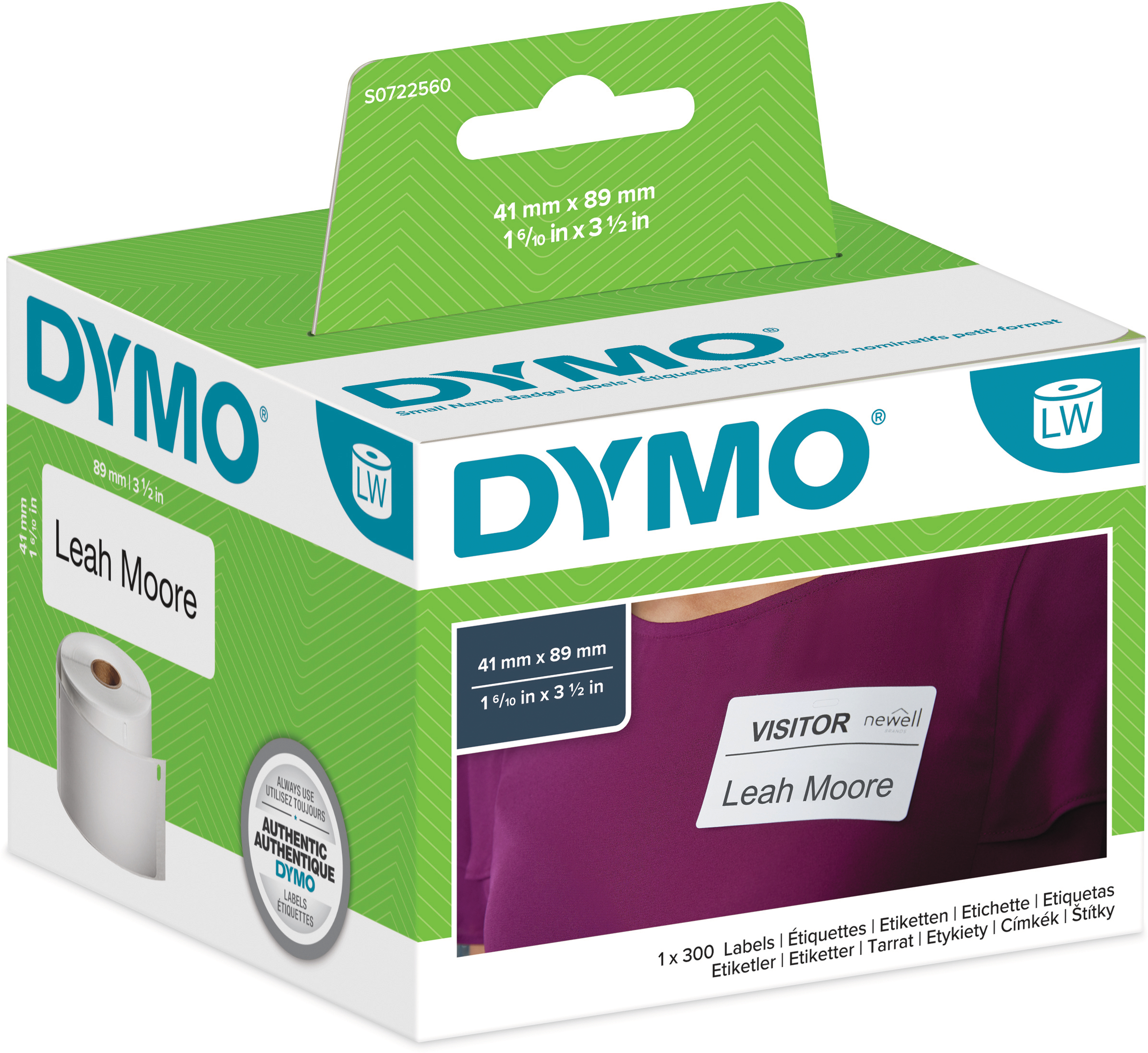 DYMO Namensschilder S0722560 non-perm. 89x41mm 300 Stück DYMO Namensschilder S0722560 non-perm. 89x41mm 300 Stück