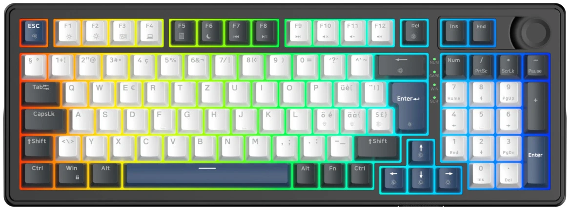 DELTACO Mech. Keyboard Gasket DK490 GAM-206-CH PBT keycaps,Hot-swap,Bl. CH