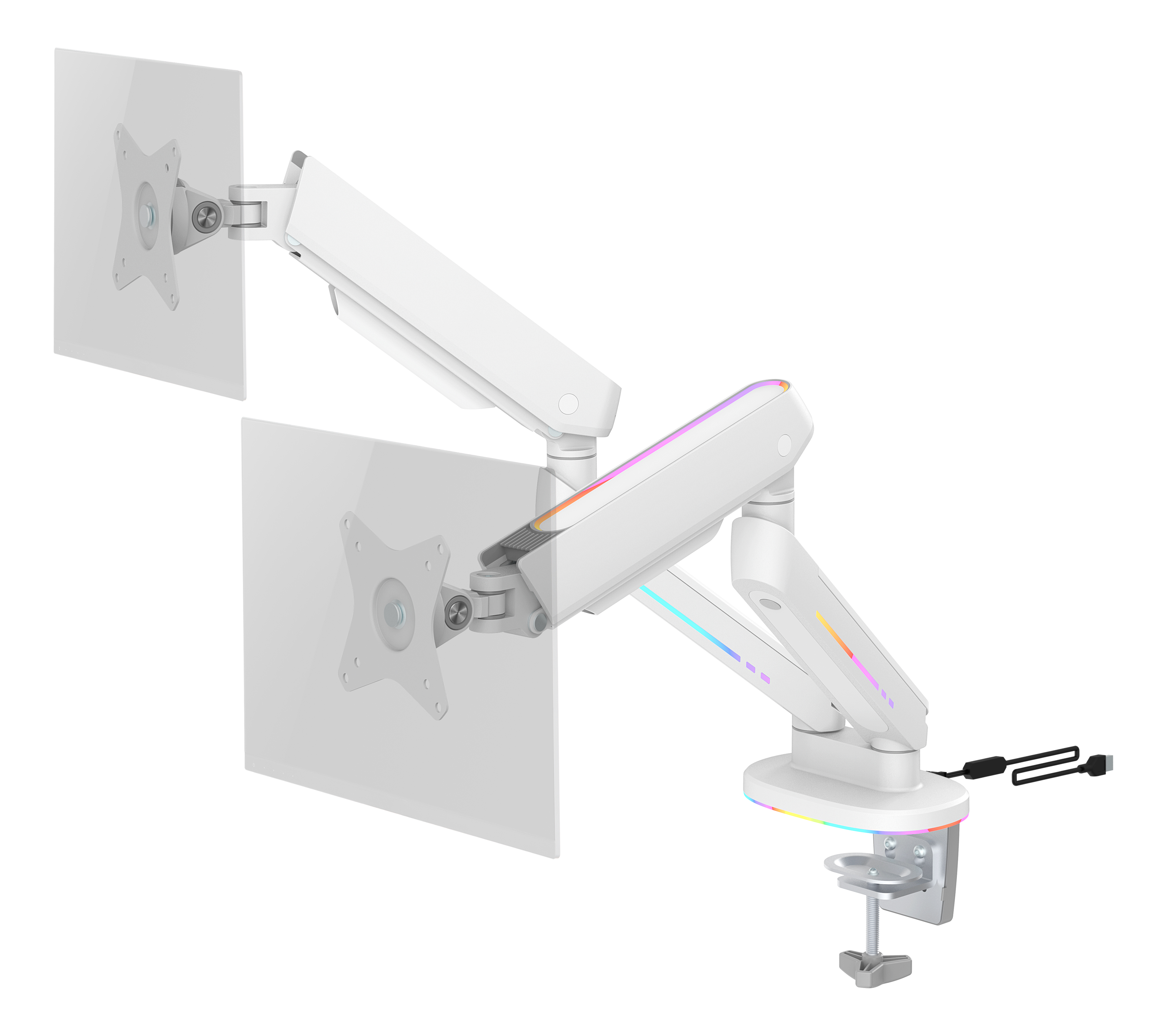 DELTACO RGB Dual Monitor Arm GAM-135-W remote Ctrl. White