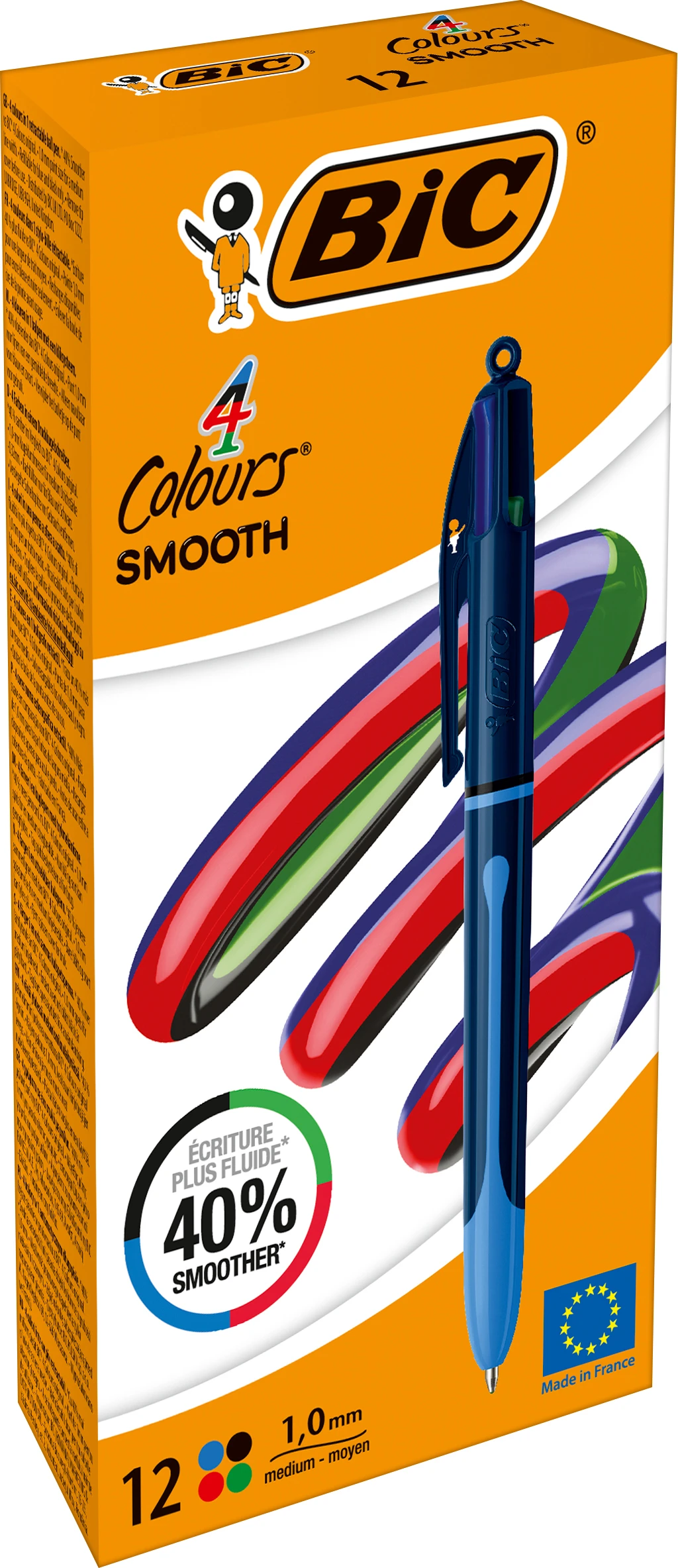 BIC Kugelschreiber 4 Colours 0.4mm 524095 Smooth Drop, dunkelblau
