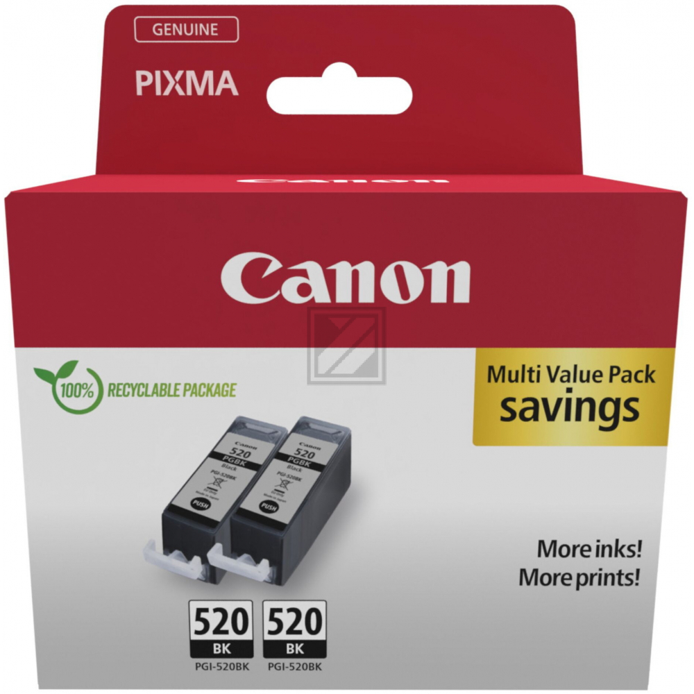 CANON Twin Pack Tinte schwarz PGI-520BKT iP 3600 2x19ml CANON Twin Pack Tinte schwarz PGI-520BKT iP 3600 2x19ml