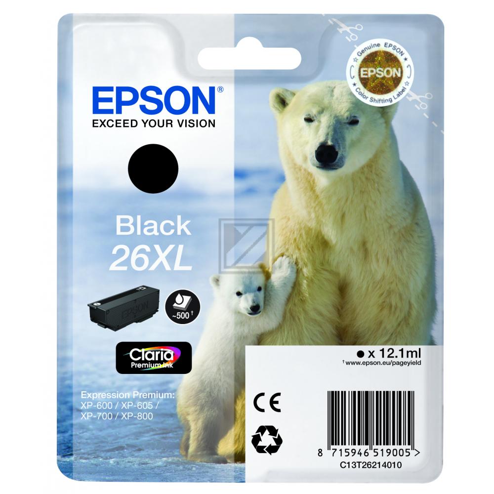 EPSON Tintenpatrone 26XL schwarz T262140 XP 700/800 500 Seiten EPSON Tintenpatrone 26XL schwarz T262140 XP 700/800 500 Seiten