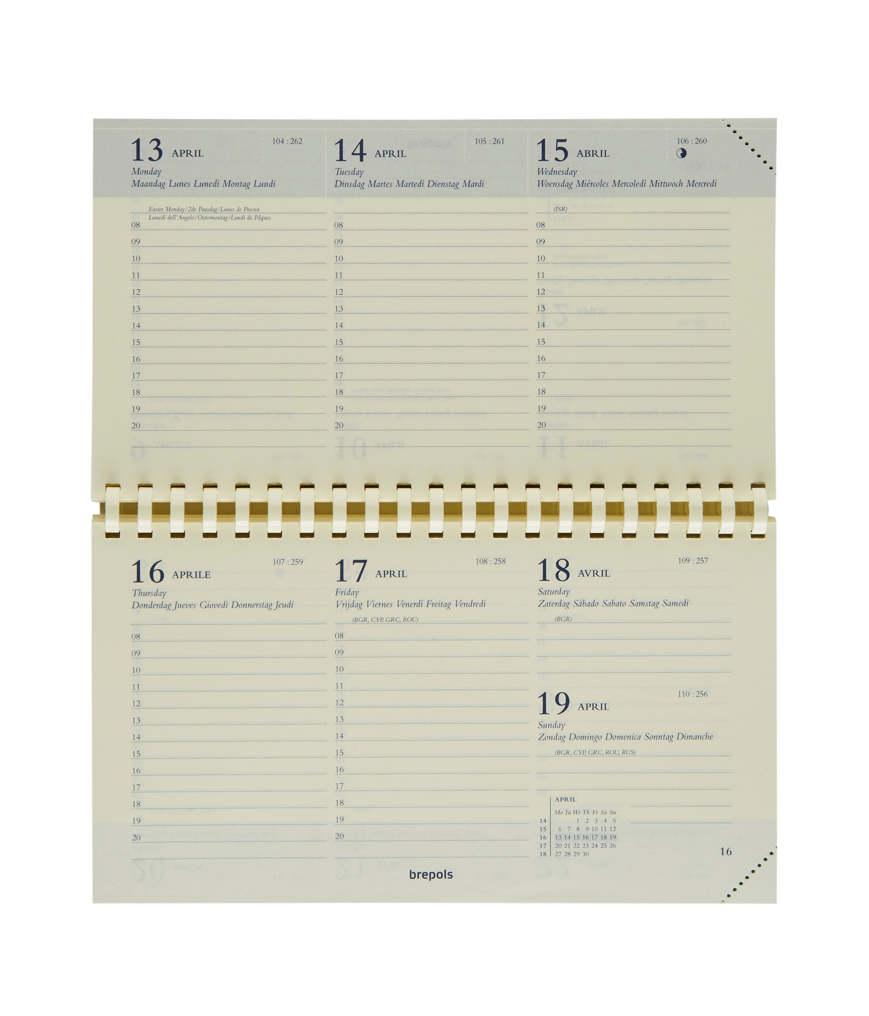 BREPOLS Agenda Omniplan 2026 0.738.9900 1W/2S Ersatz chamois 9x16cm