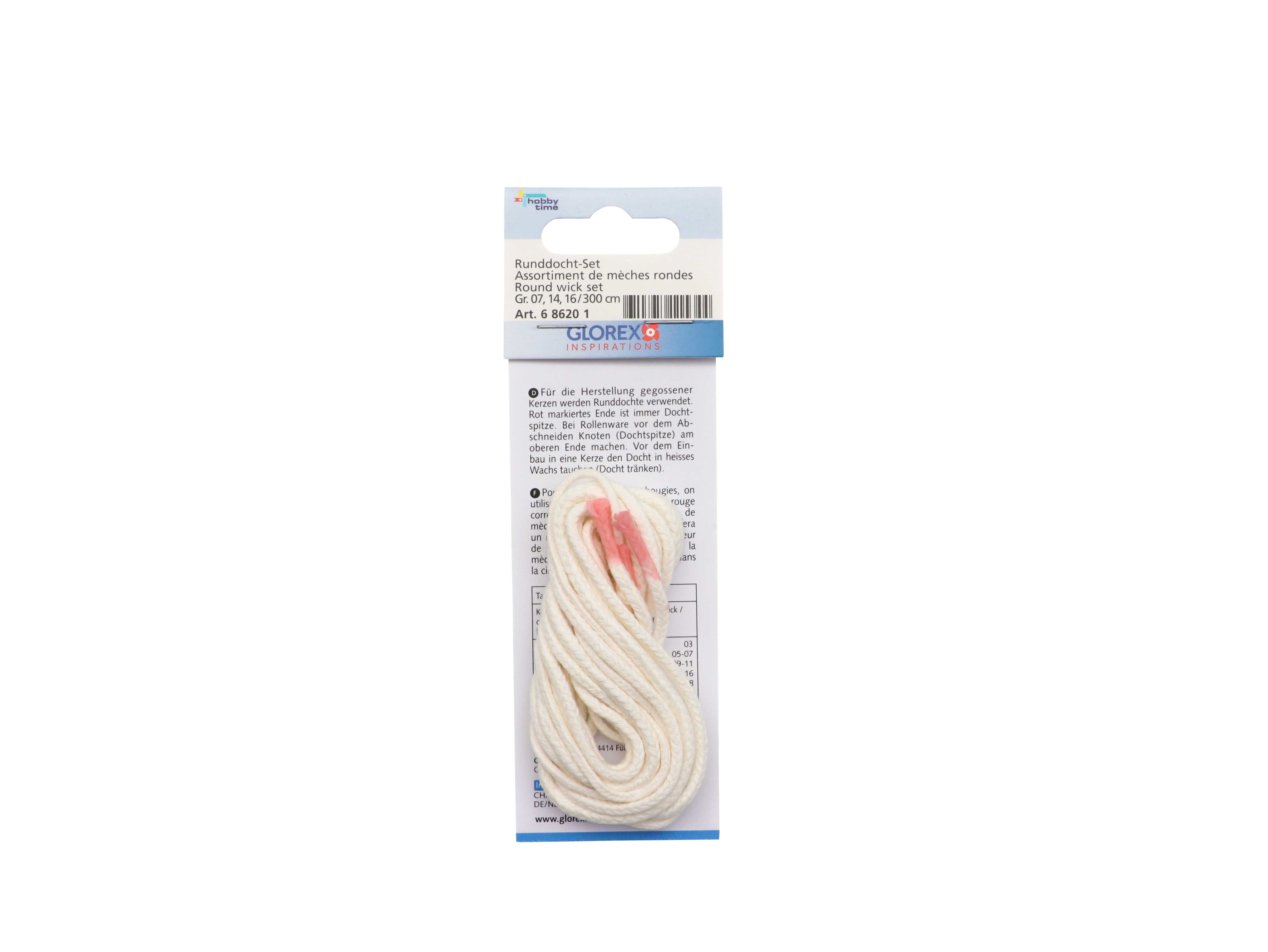 GLOREX Kerzendocht-Set 100cm 686201 Gr. 7,14,16