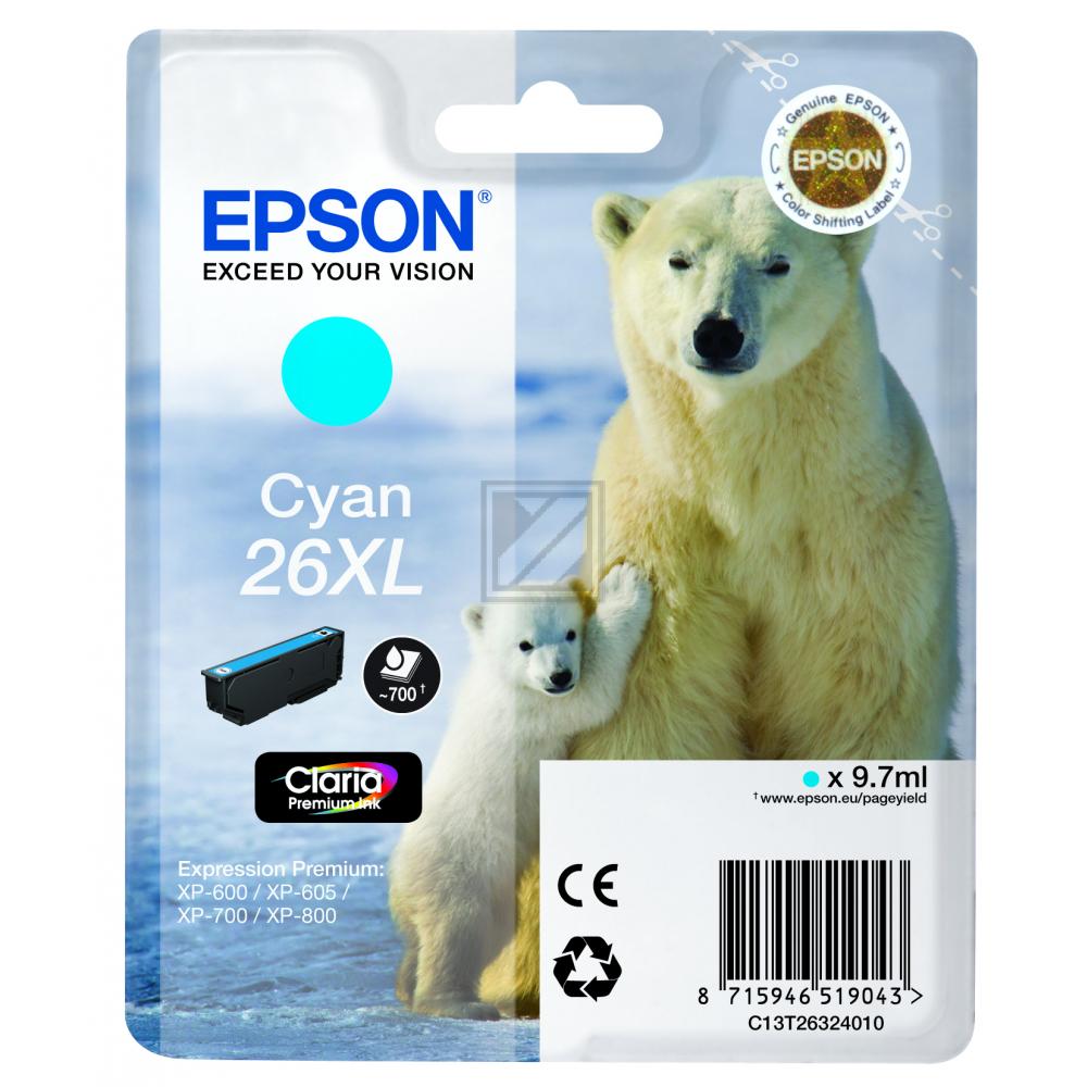 EPSON Tintenpatrone 26XL cyan T263240 XP 700/800 700 Seiten EPSON Tintenpatrone 26XL cyan T263240 XP 700/800 700 Seiten