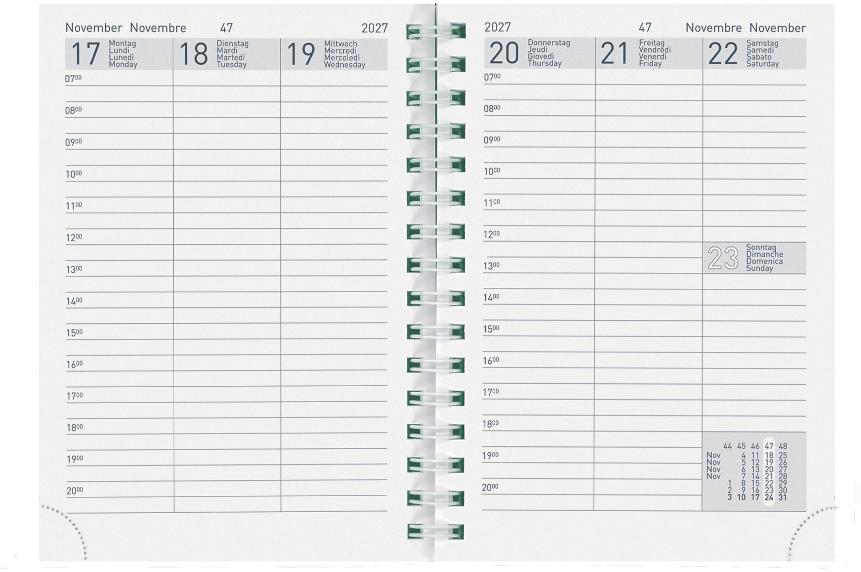 BIELLA Taschenagenda Rex Wire-O 2027 825778000027U 1W/2S Ersatz ML 10.1x14.2cm