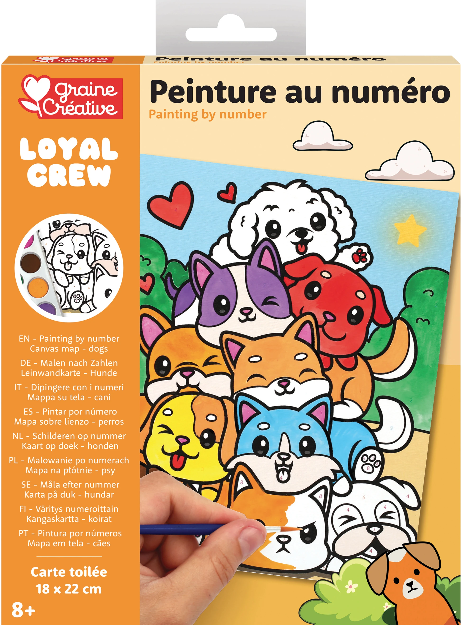 GRAINE CREATIVE Malen nach Zahlen 18x22cm GC-750266 Hunde