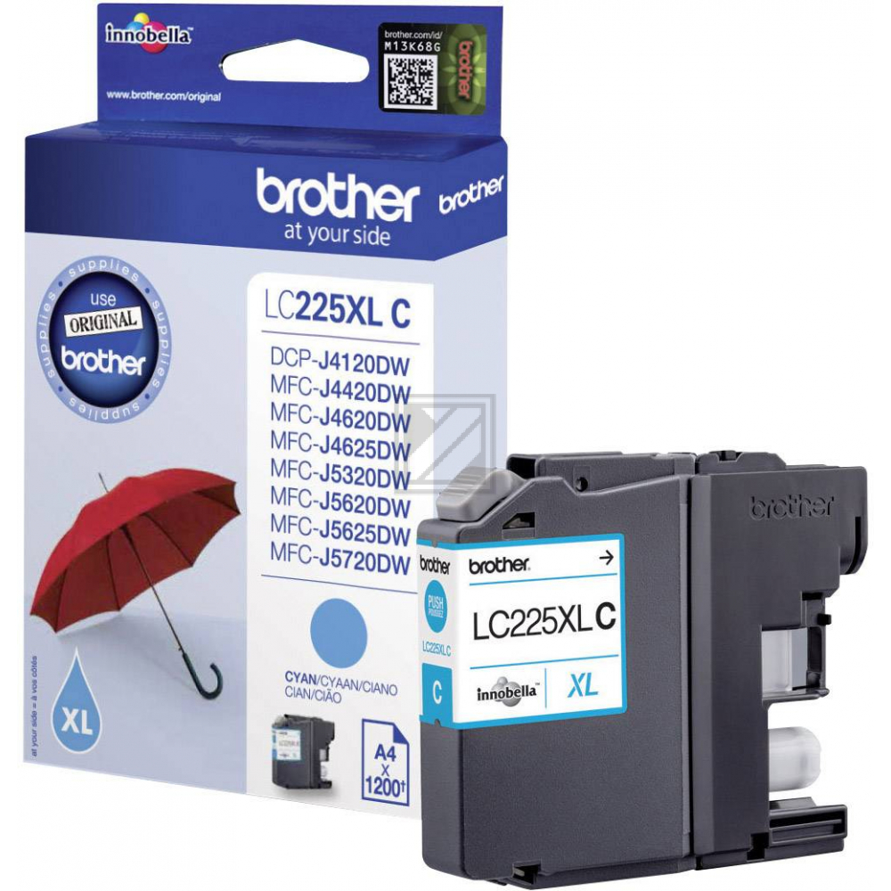 BROTHER Tintenpatrone cyan LC-225XLC MFC-J5620DW 1200 Seiten