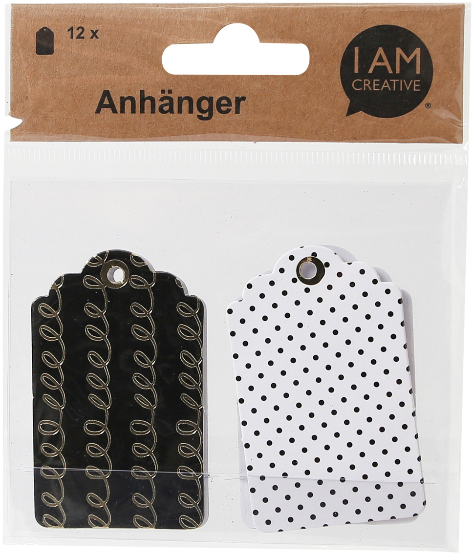 I AM CREATIVE Gift Tags 4077.25 ass. schwarz/weiss, 12 Stk.